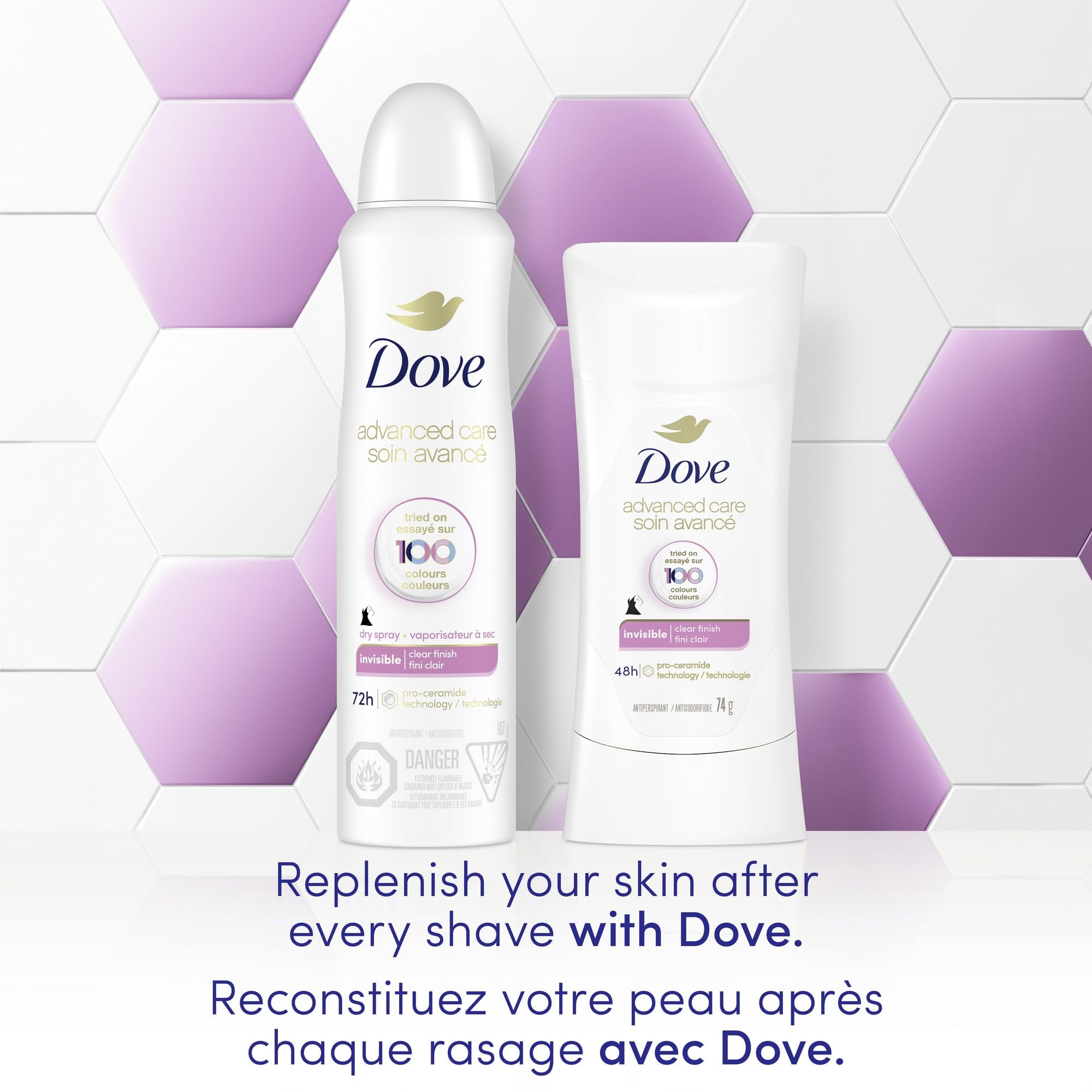 Dove Advanced Care Beauty Finish Dry Spray Antiperspirant Deodorant for Women with ¼ Moisturizers 107 g