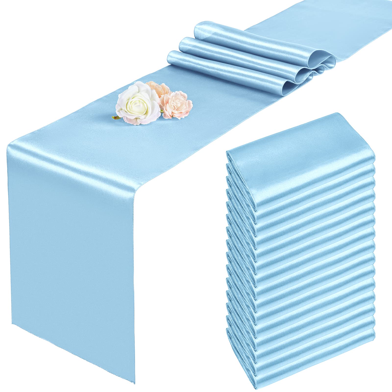 Pesonlook 15 Pack Royal Blue Table Runners 12 x 108 Inch Long for Rectangle Round Tables, Satin Table Runner for Wedding, Birthday Party Banquets Graduation Engagements Decoration