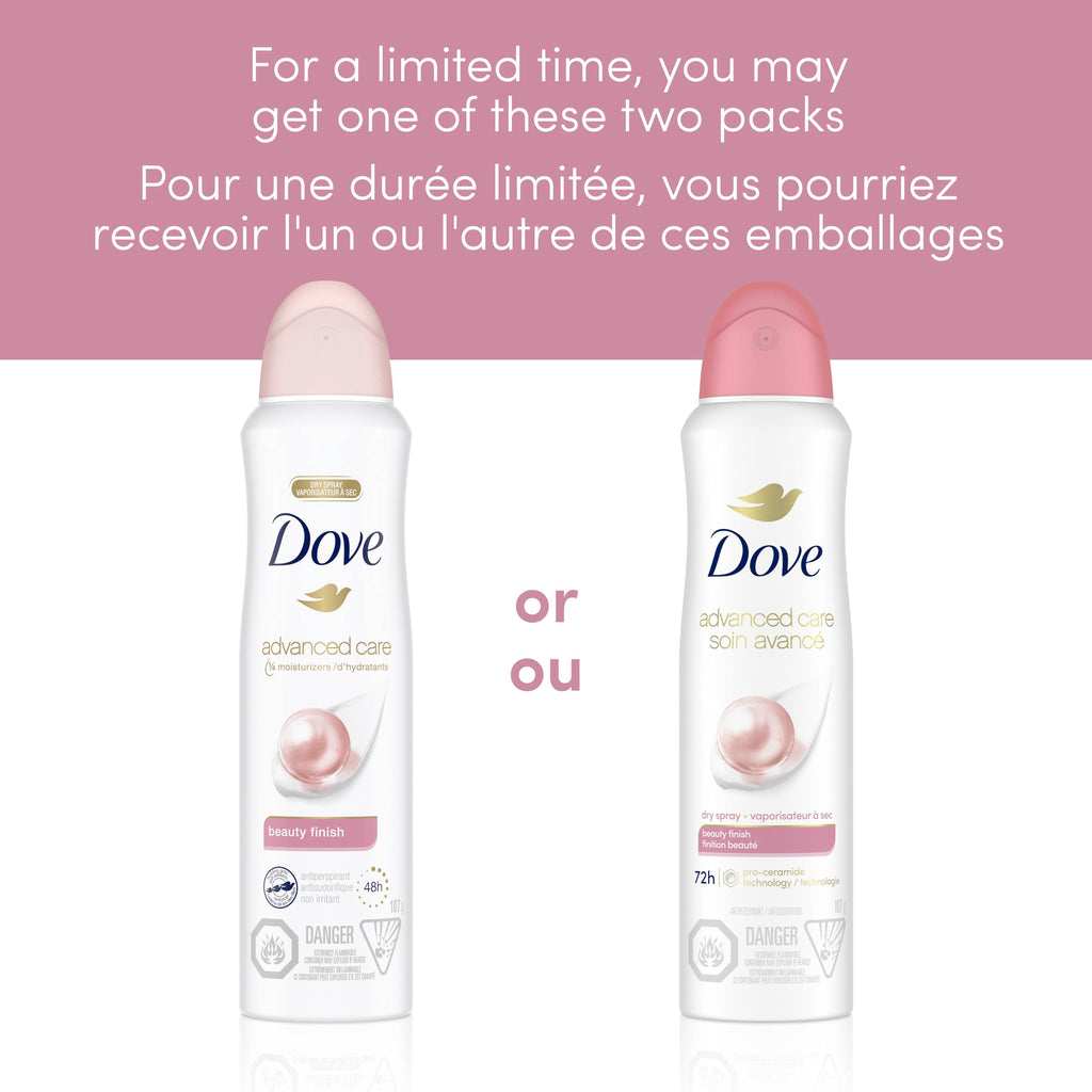 Dove Advanced Care Beauty Finish Dry Spray Antiperspirant Deodorant for Women with ¼ Moisturizers 107 g
