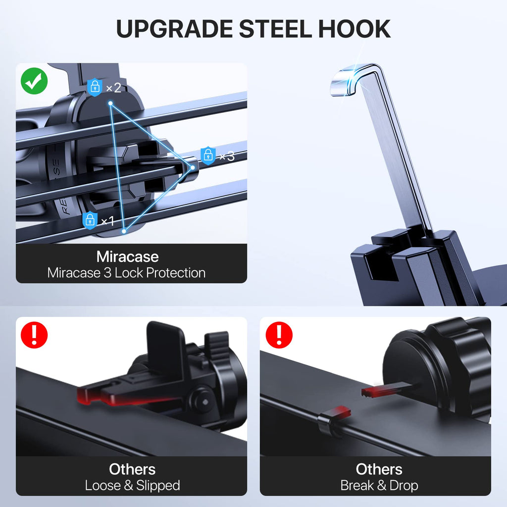 Miracase Phone Holder for Car Vent【2026 Wider Clamp & Metal Hook】 Car Phone Holder Mount for Vent Clip Hand Free Cell Phone Car Mount for iPhone 17 Pro Max 16 15 14 13 12 Samsung S25 Car Accesorries