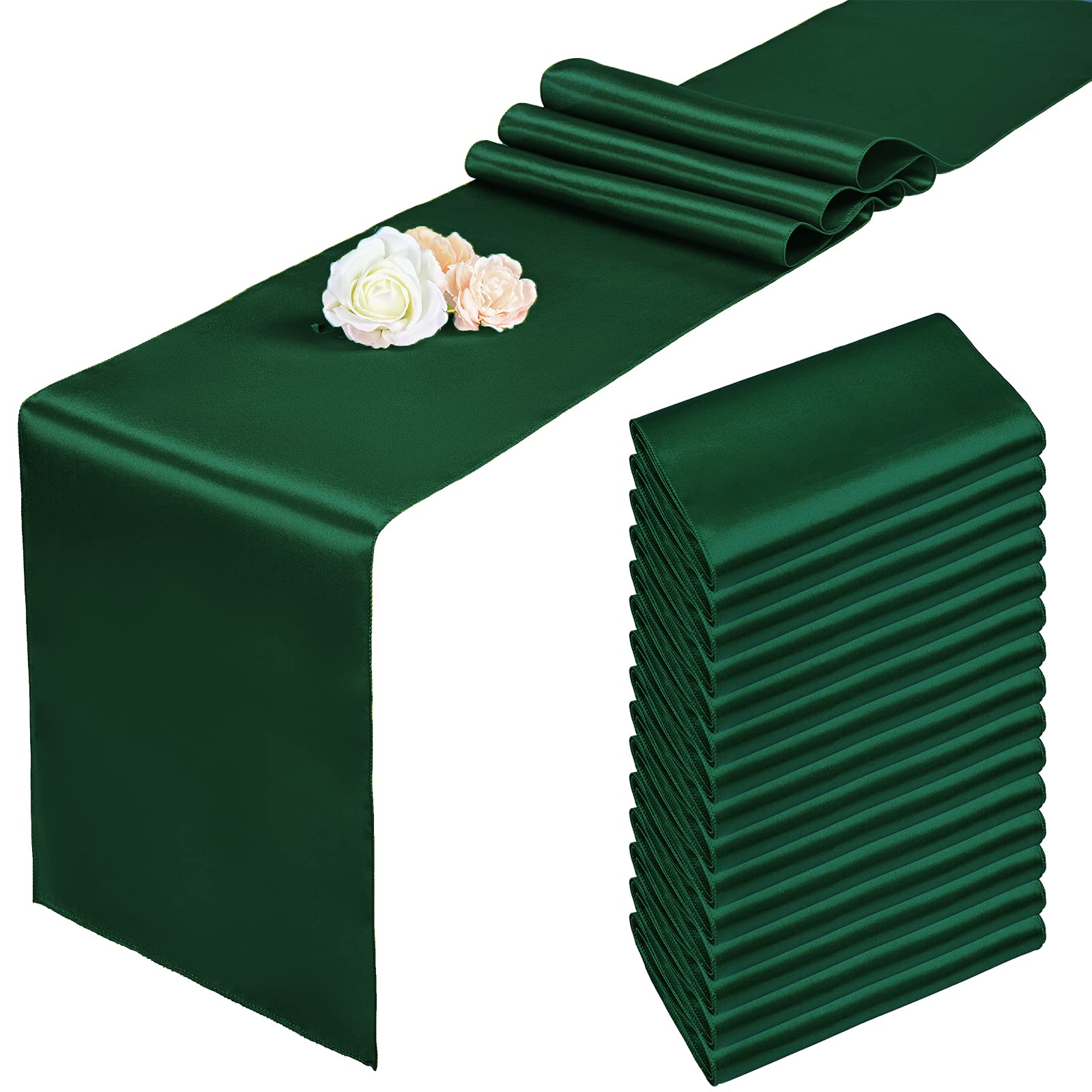 Pesonlook 15 Pack Royal Blue Table Runners 12 x 108 Inch Long for Rectangle Round Tables, Satin Table Runner for Wedding, Birthday Party Banquets Graduation Engagements Decoration