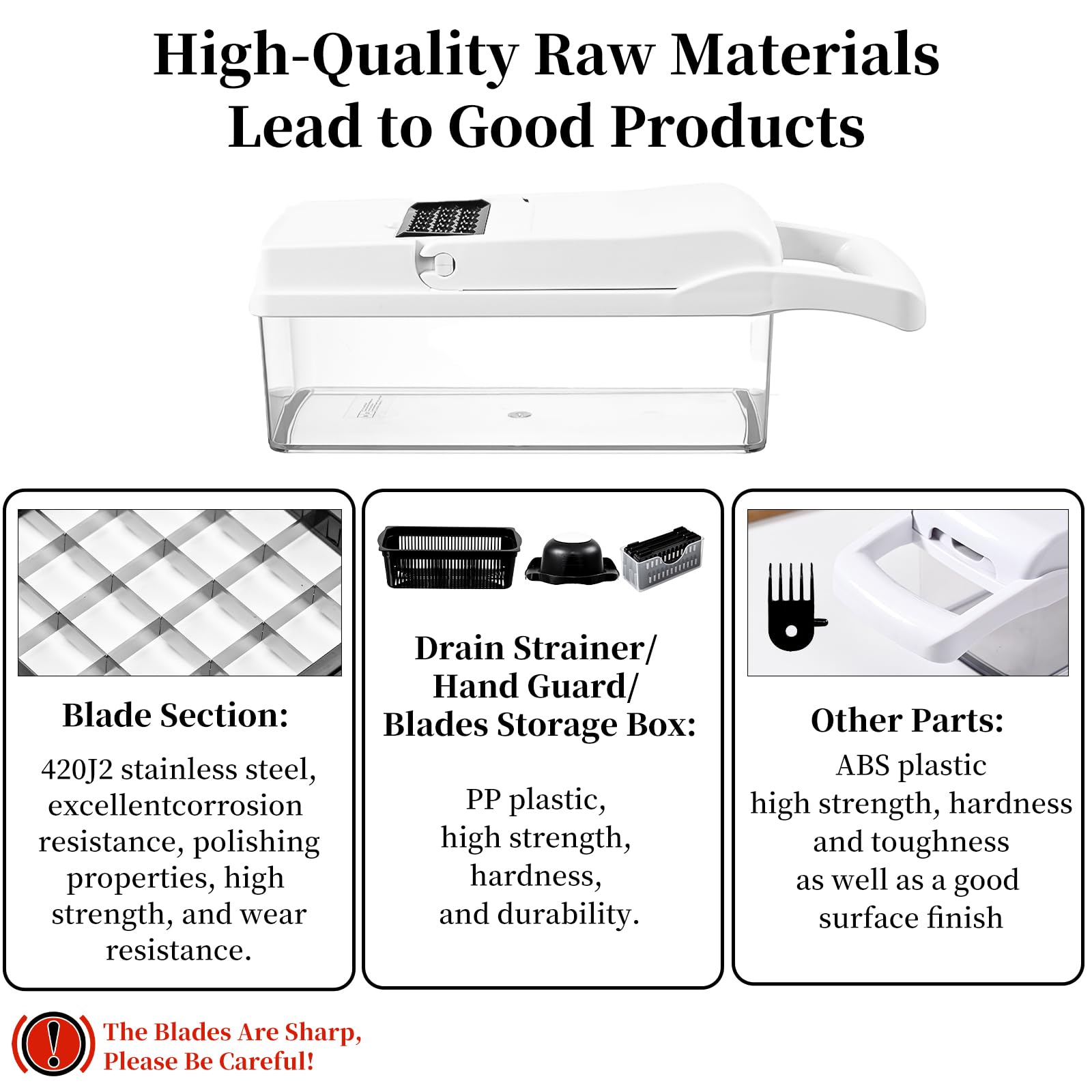 Veggie Slicer Chopper Dicer and Cutter Multifunctional 17-in-1 Vegetable Mandoline Chopper with Container, 11 Interchangable Blades, Drain Strainer, Cleaning Brush, Hand Protector (White)