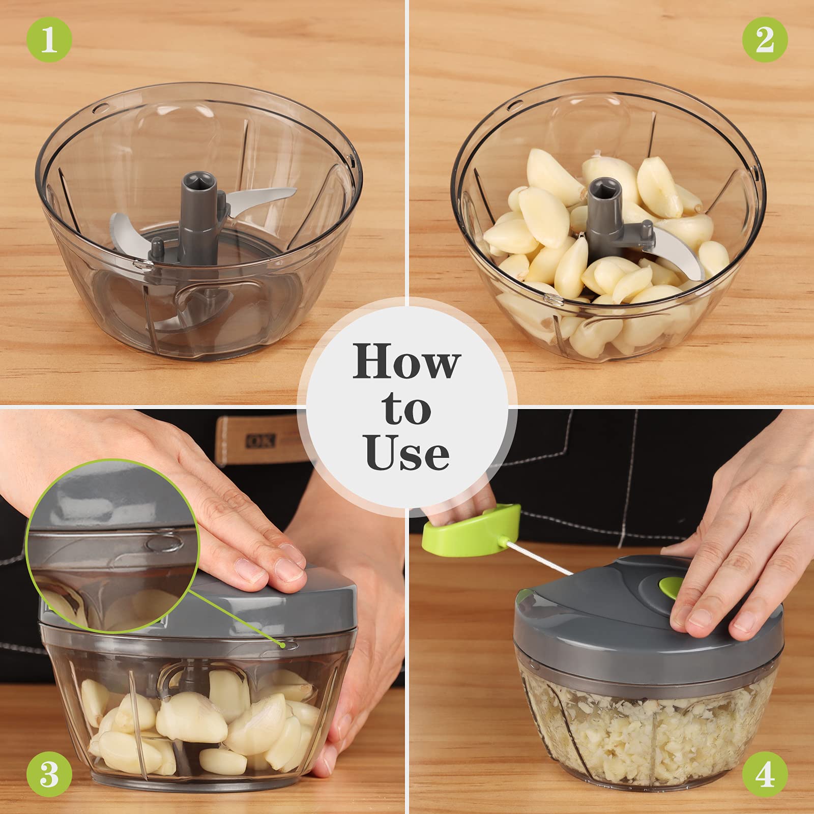 Cambom Manual Food Chopper Vegetable Cutter, Hand String Vegetable Chopper Onions Cutter for Vegetable Fruits Nuts BPA Free Food Safe Material,