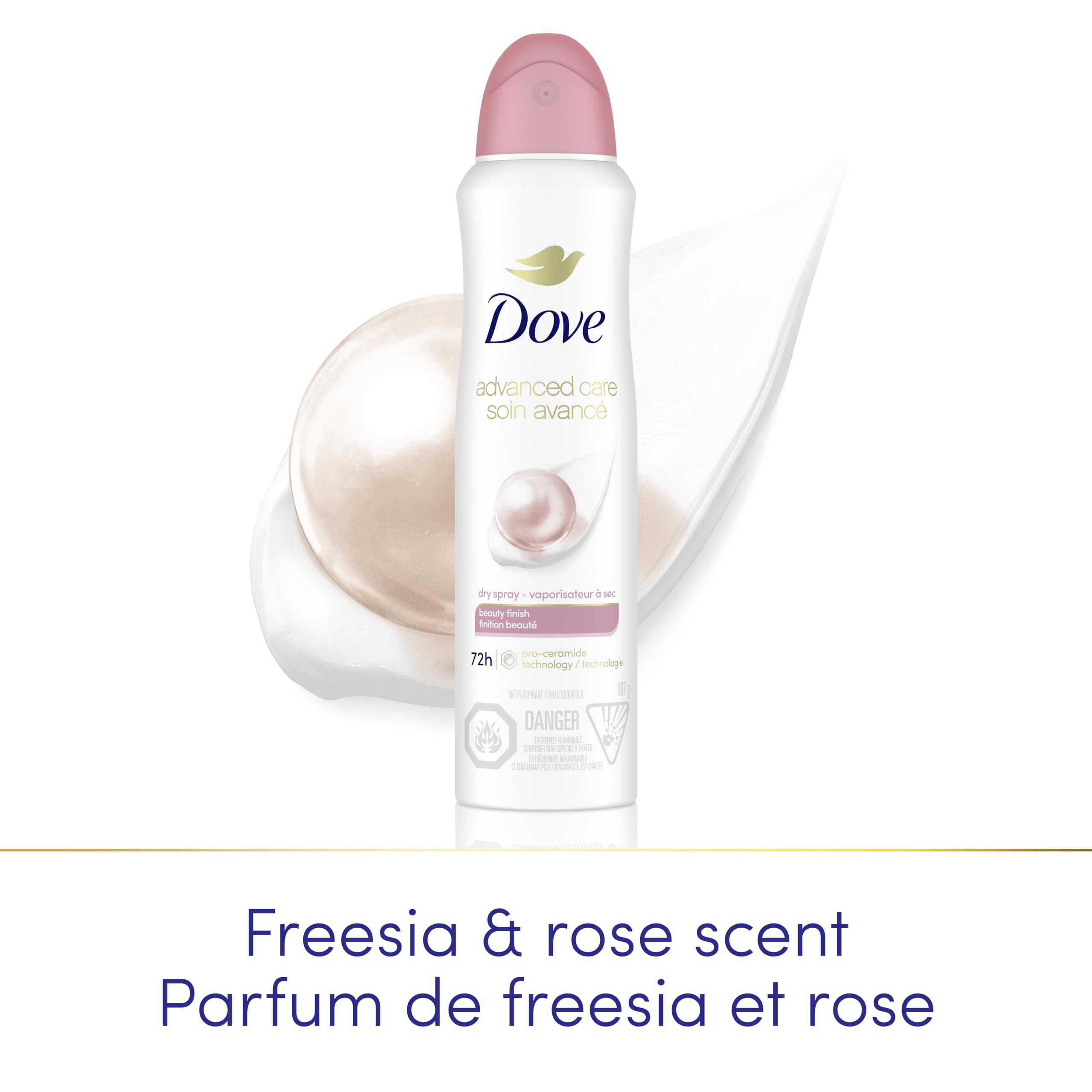 Dove Advanced Care Beauty Finish Dry Spray Antiperspirant Deodorant for Women with ¼ Moisturizers 107 g