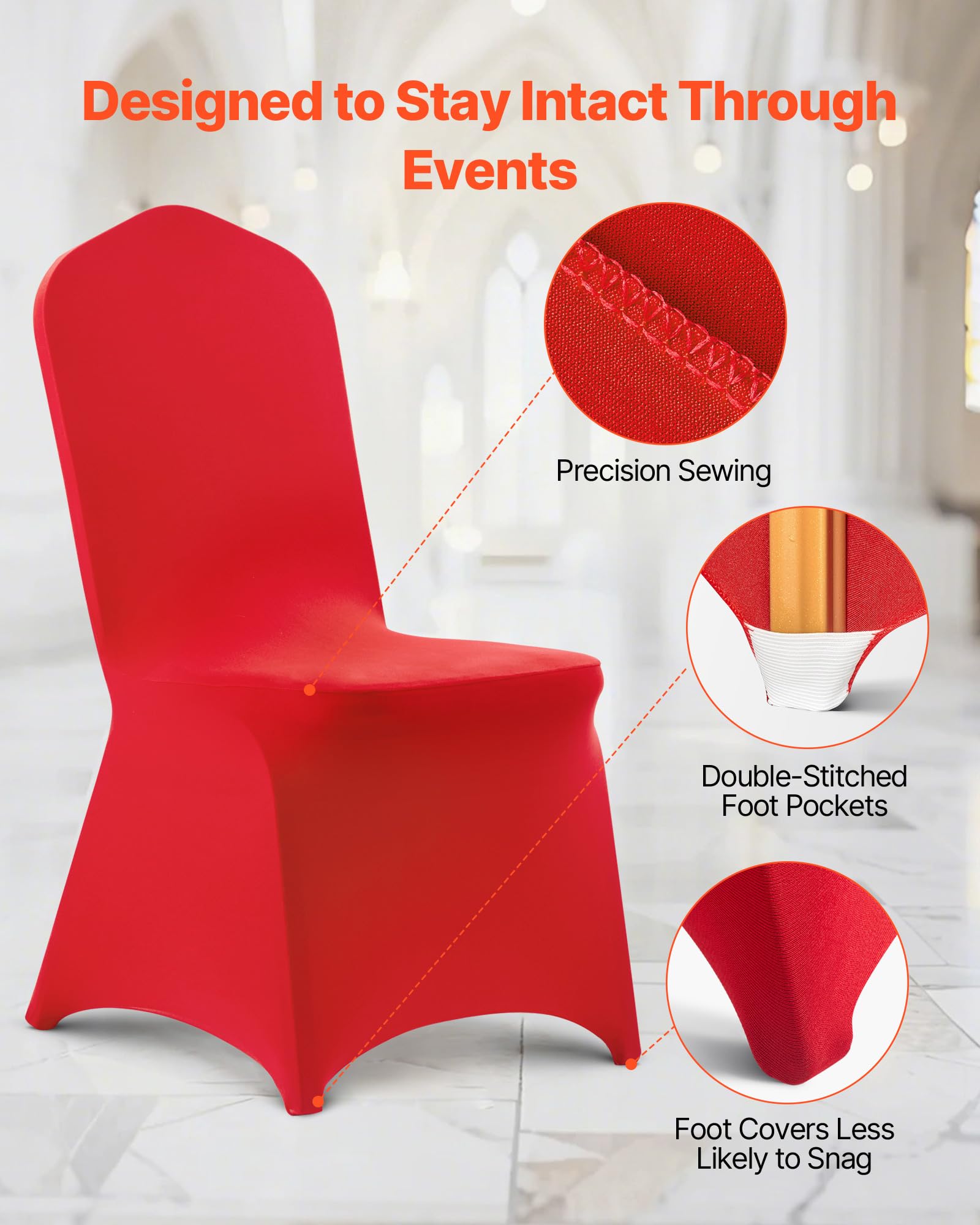 VEVOR 50 Pcs Navy Blue Chair Covers, Polyester Spandex Chair Cover, Stretch Slipcovers for Wedding Party Dining Banquet Flat-Front Chair Covers, Fits Chair Measures up to 20.08 x 17.72 x 37.4 inch