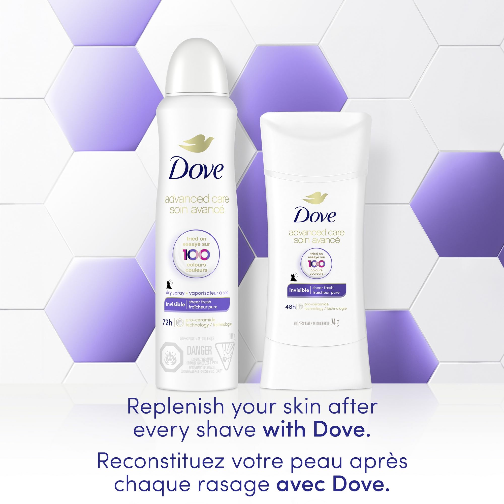 Dove Advanced Care Beauty Finish Dry Spray Antiperspirant Deodorant for Women with ¼ Moisturizers 107 g