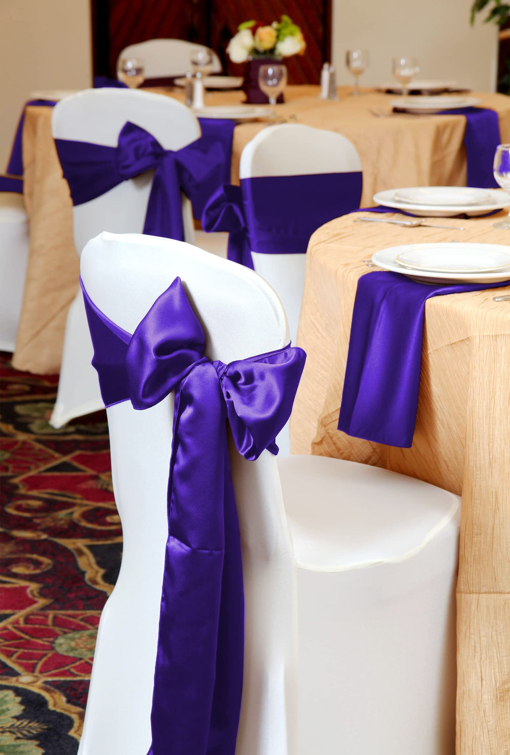 100 PCS Satin Chair Sashes Red Bows Sashes for Chair Covers, Washable Reusable Chair Cover Back Tie Supplies for Wedding Reception Events Banquets Home Kitchen Decoration (7 x 108 inch)