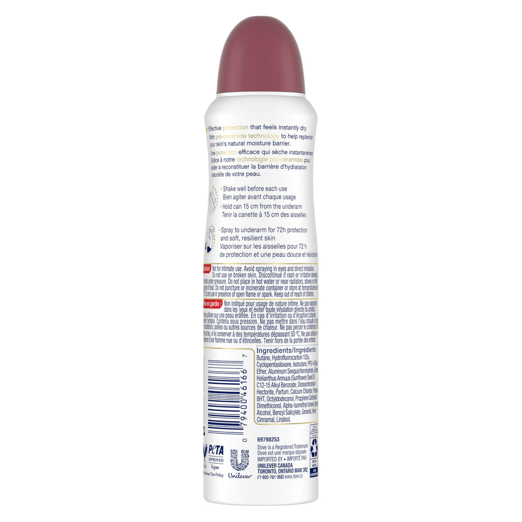 Dove Advanced Care Beauty Finish Dry Spray Antiperspirant Deodorant for Women with ¼ Moisturizers 107 g