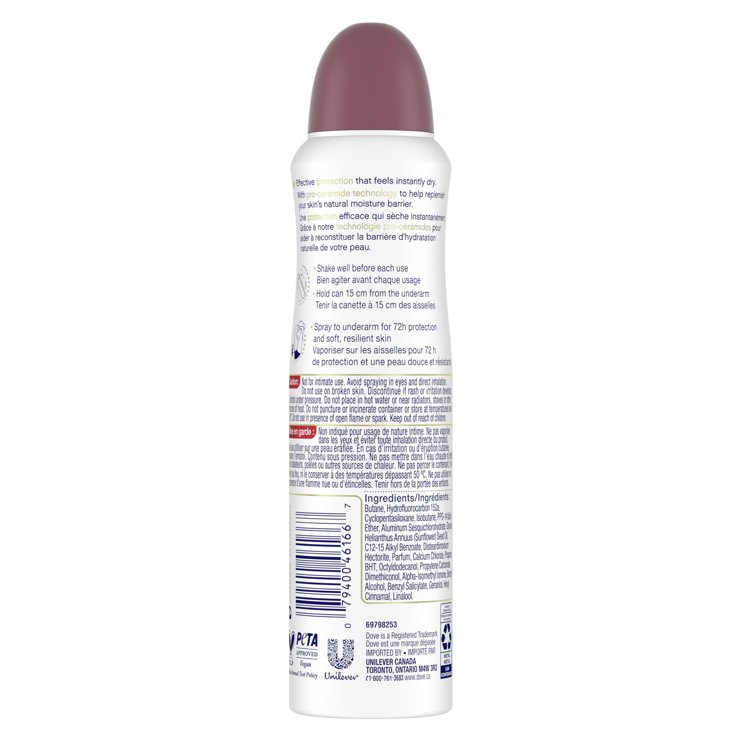 Dove Advanced Care Beauty Finish Dry Spray Antiperspirant Deodorant for Women with ¼ Moisturizers 107 g