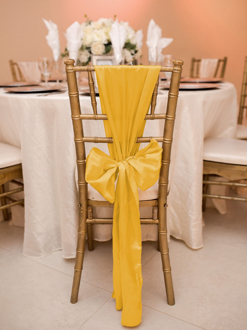 100 PCS Satin Chair Sashes Red Bows Sashes for Chair Covers, Washable Reusable Chair Cover Back Tie Supplies for Wedding Reception Events Banquets Home Kitchen Decoration (7 x 108 inch)