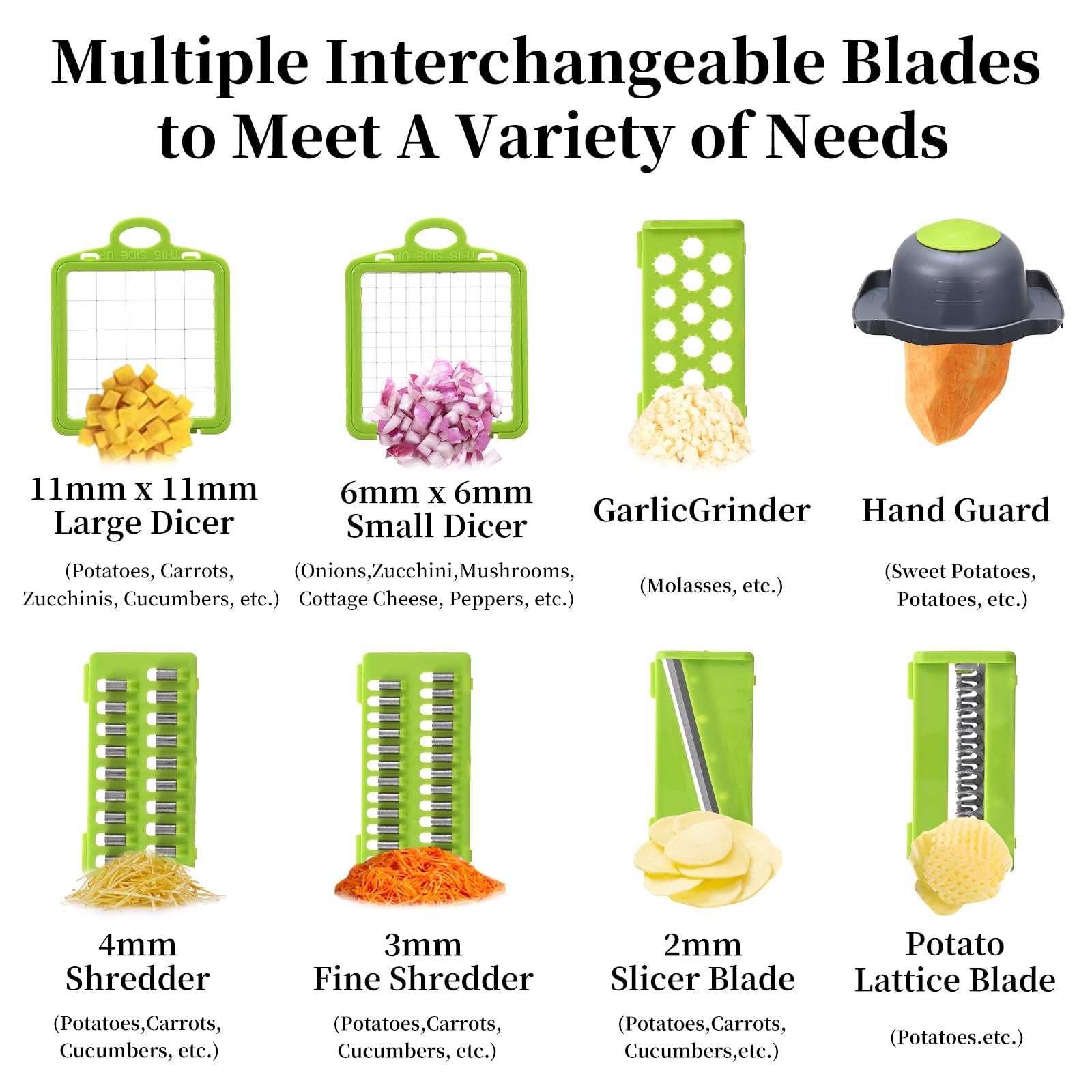Veggie Slicer Chopper Dicer and Cutter Multifunctional 17-in-1 Vegetable Mandoline Chopper with Container, 11 Interchangable Blades, Drain Strainer, Cleaning Brush, Hand Protector (White)