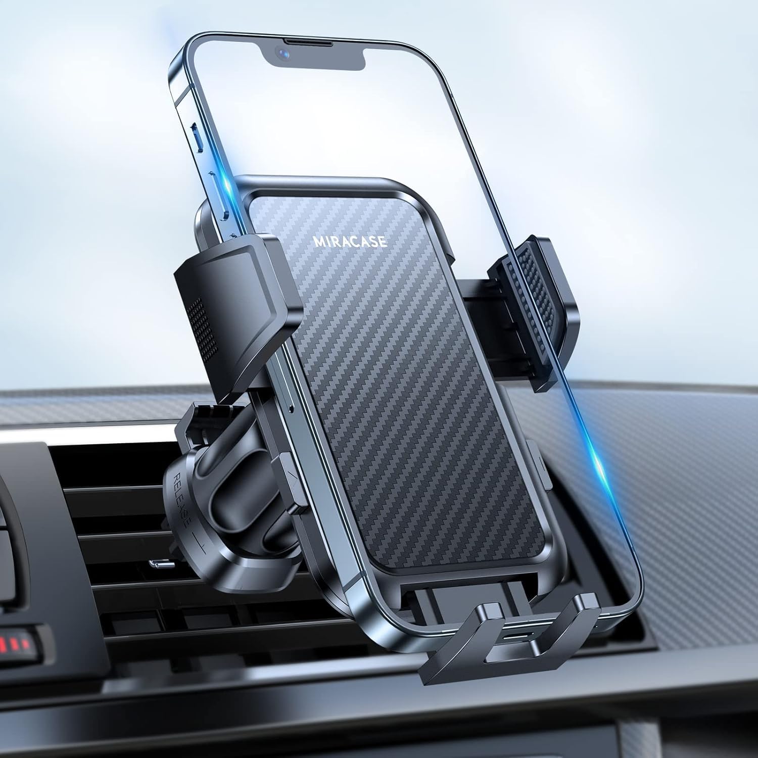 Miracase Phone Holder for Car Vent【2026 Wider Clamp & Metal Hook】 Car Phone Holder Mount for Vent Clip Hand Free Cell Phone Car Mount for iPhone 17 Pro Max 16 15 14 13 12 Samsung S25 Car Accesorries