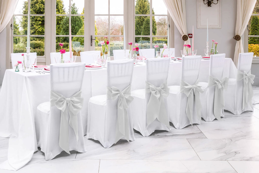 100 PCS Satin Chair Sashes Red Bows Sashes for Chair Covers, Washable Reusable Chair Cover Back Tie Supplies for Wedding Reception Events Banquets Home Kitchen Decoration (7 x 108 inch)
