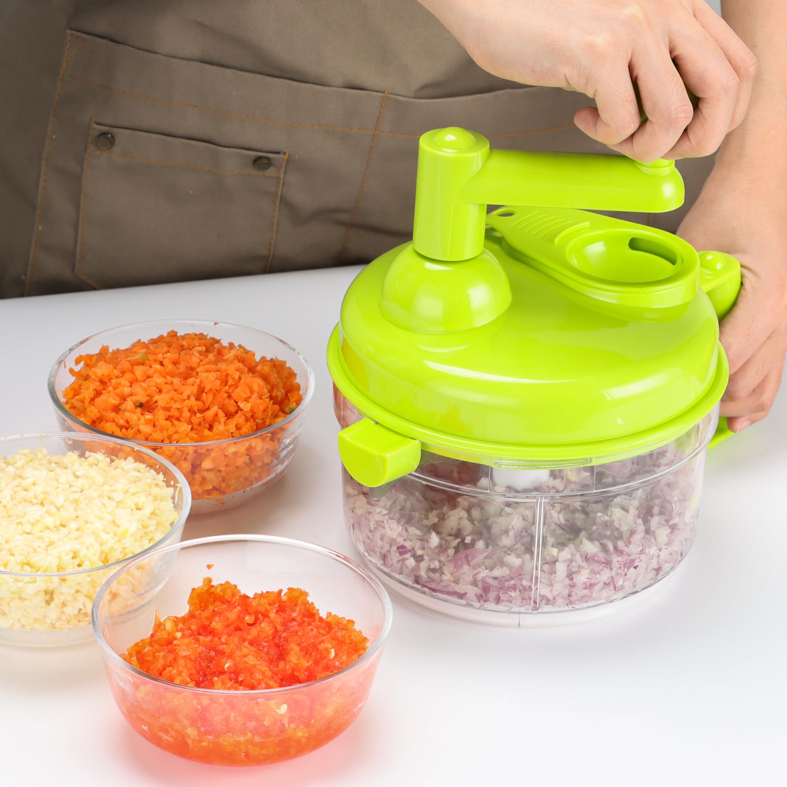 Cambom Manual Food Chopper Vegetable Cutter, Hand String Vegetable Chopper Onions Cutter for Vegetable Fruits Nuts BPA Free Food Safe Material,