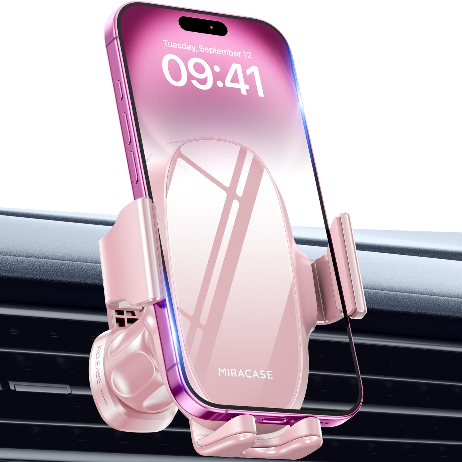 Miracase Phone Holder for Car Vent【2026 Wider Clamp & Metal Hook】 Car Phone Holder Mount for Vent Clip Hand Free Cell Phone Car Mount for iPhone 17 Pro Max 16 15 14 13 12 Samsung S25 Car Accesorries