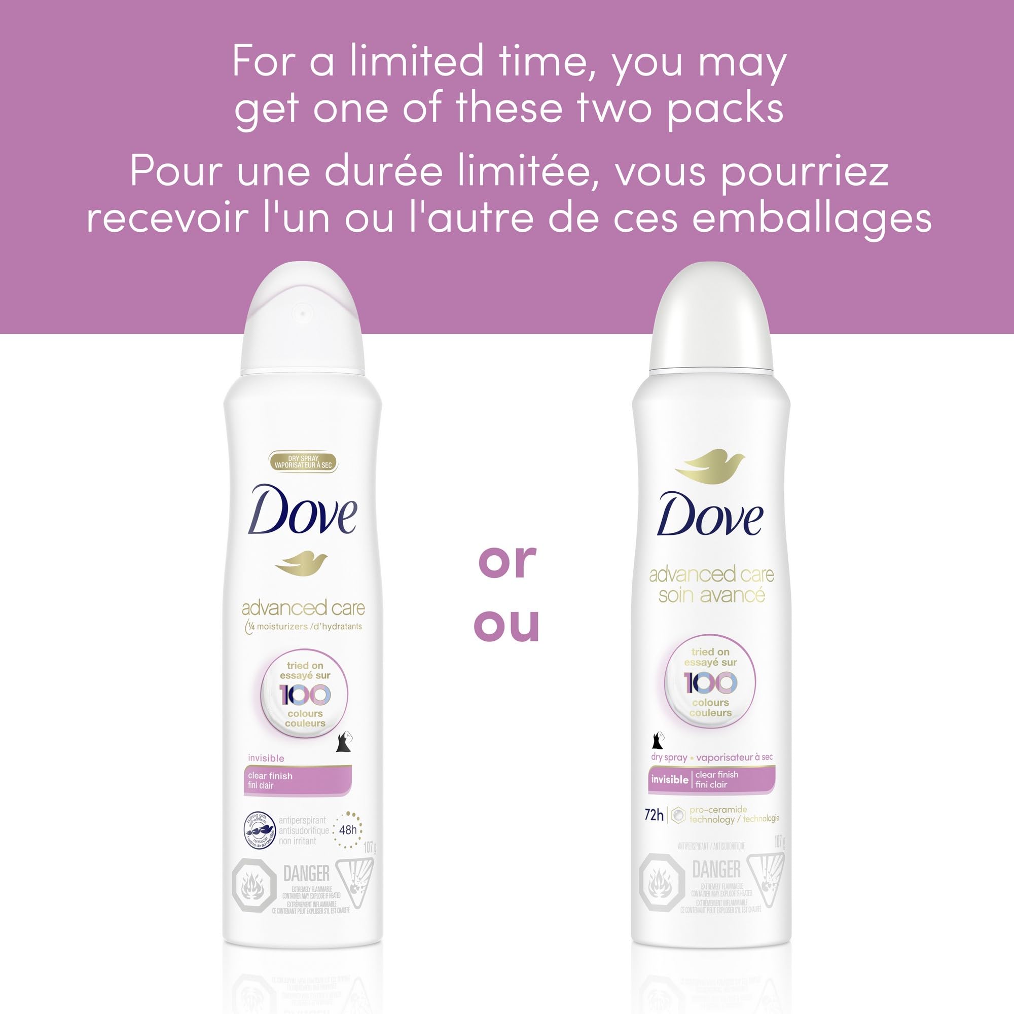 Dove Advanced Care Beauty Finish Dry Spray Antiperspirant Deodorant for Women with ¼ Moisturizers 107 g