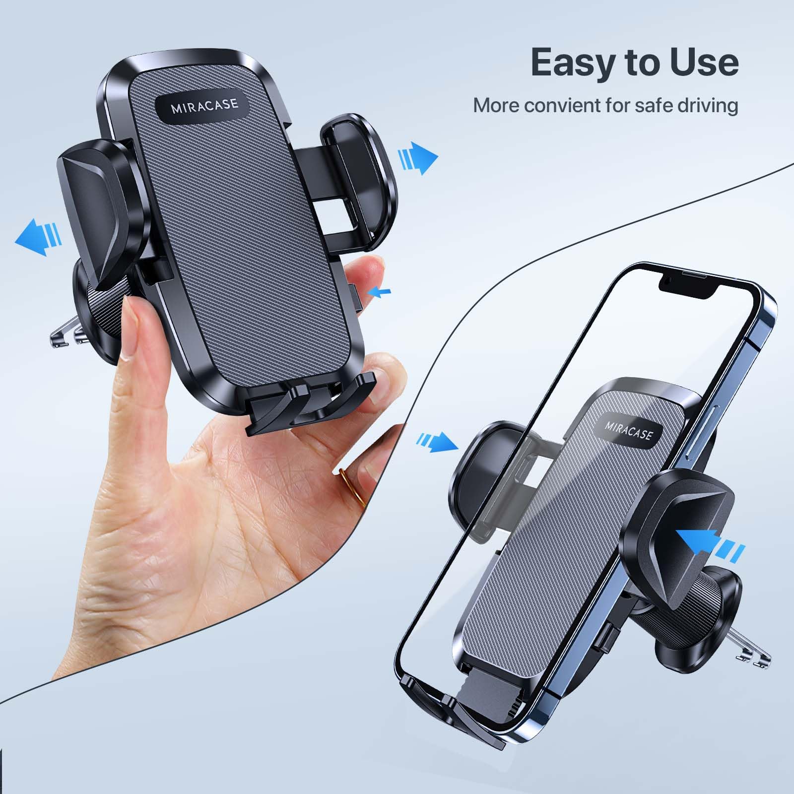 Miracase Car Phone Mount, [Upgraded Strong Military Grade Suction Cup] Long Arm Phone Holder for Car Dashboard Windshield Vent, Hands Free Cell Phone Holder Compatible with All Mobile Phones