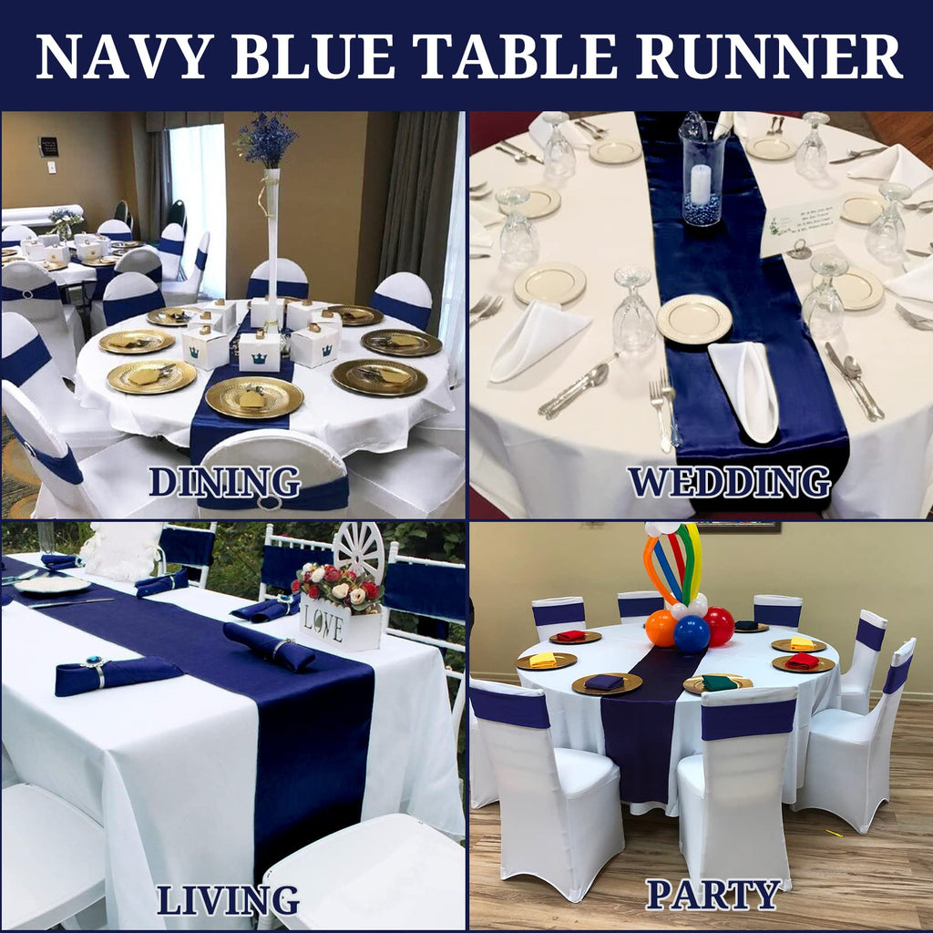 Pesonlook 15 Pack Royal Blue Table Runners 12 x 108 Inch Long for Rectangle Round Tables, Satin Table Runner for Wedding, Birthday Party Banquets Graduation Engagements Decoration