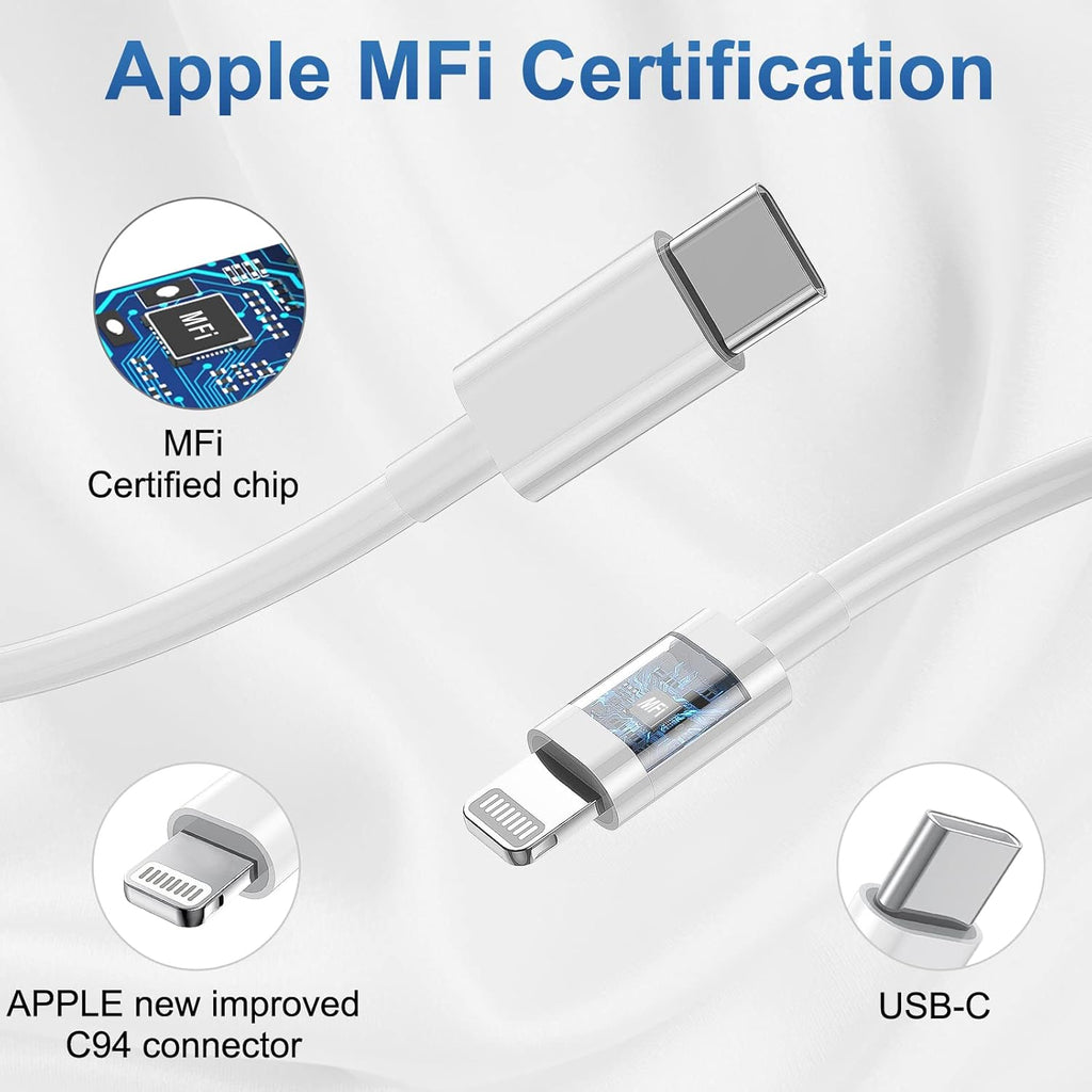 iPhone Charger Apple Charger, [Apple MFi Certified]2 Pack Apple Type C Wall Charger Block with 2 Pack [6FT&10FT] Long USB C to Lightning Cable for iPhone 14/13/12/12 Pro Max/11/Xs Max/XR/X,AirPods Pro
