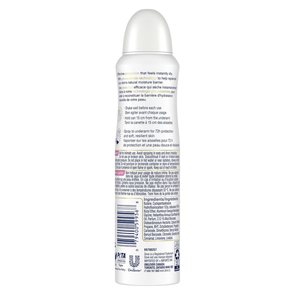 Dove Advanced Care Beauty Finish Dry Spray Antiperspirant Deodorant for Women with ¼ Moisturizers 107 g