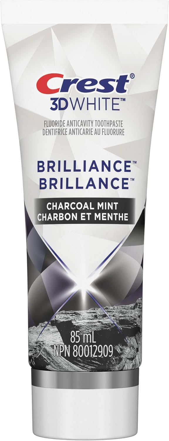 Crest 3D White Fluoride Toothpaste, Whitening Brilliance Charcoal, 85 mL