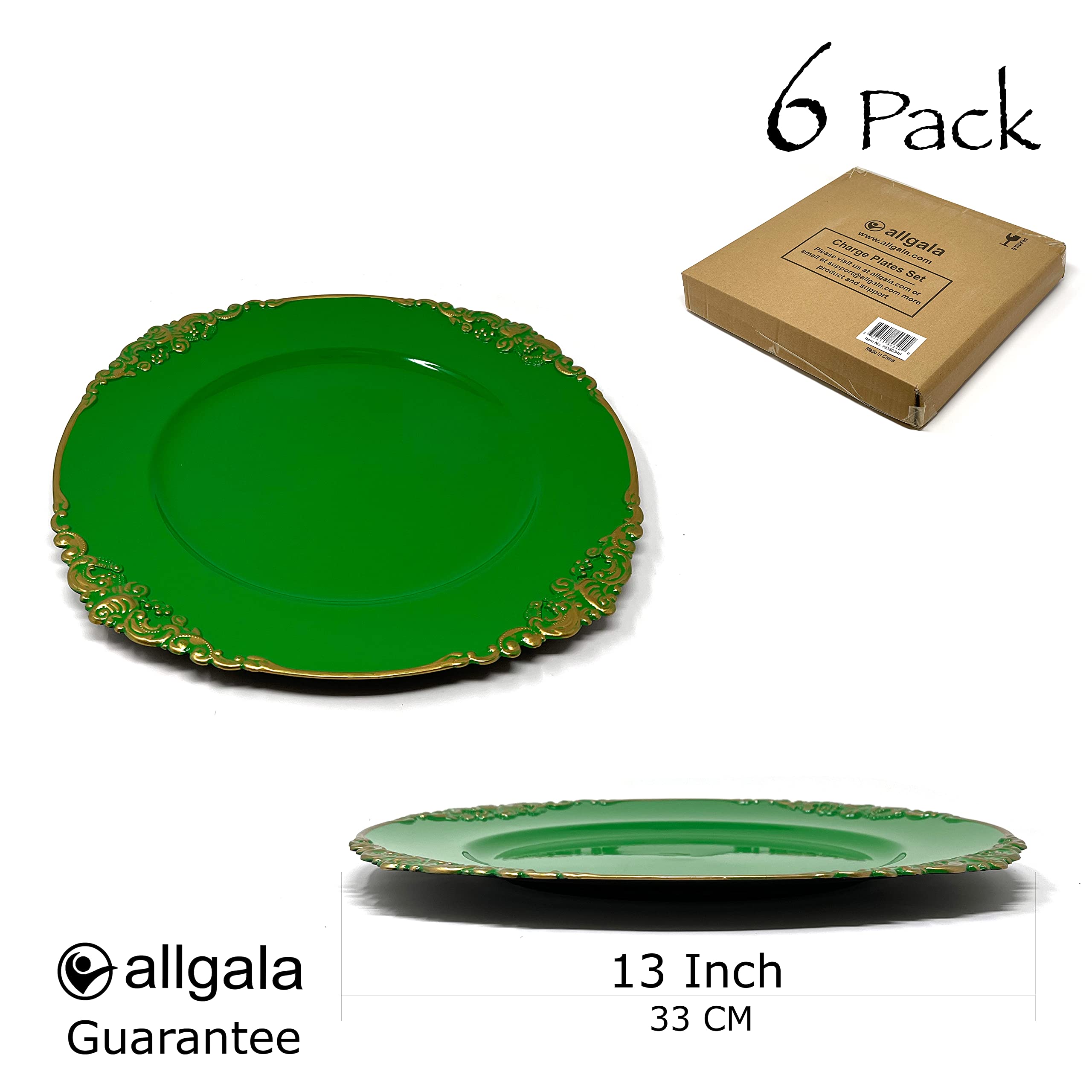 Allgala 13-Inch 6-Pack Heavy Quality Round Charger Plates-Reef Gold-HD80331