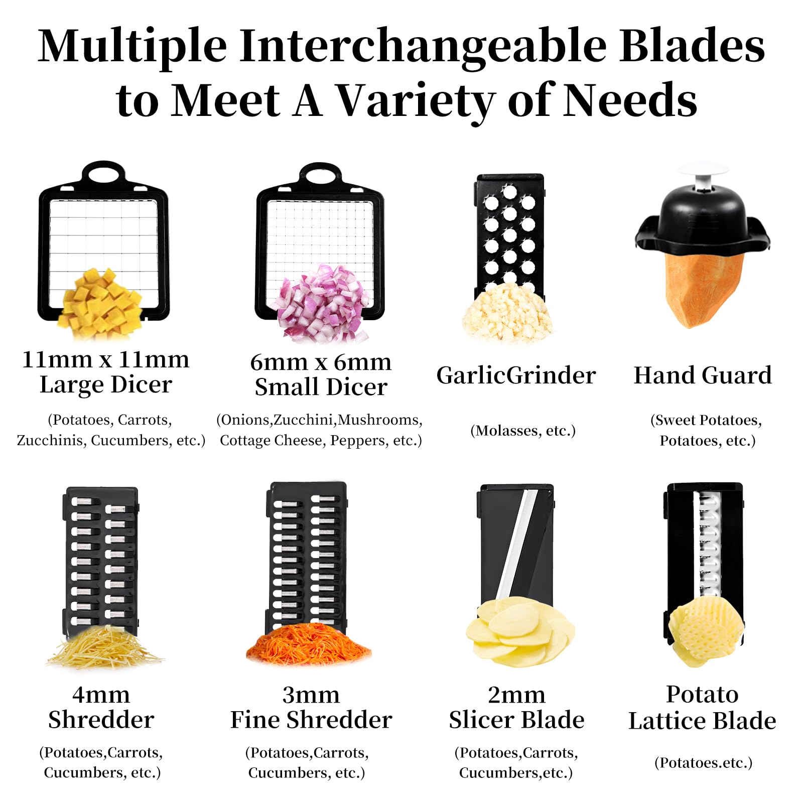Veggie Slicer Chopper Dicer and Cutter Multifunctional 17-in-1 Vegetable Mandoline Chopper with Container, 11 Interchangable Blades, Drain Strainer, Cleaning Brush, Hand Protector (White)