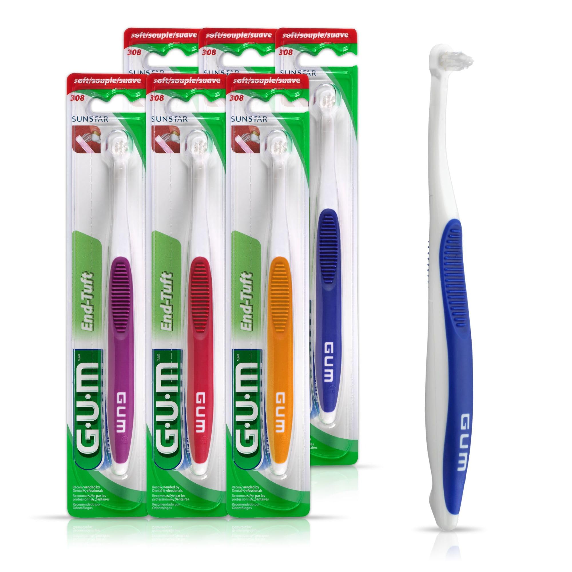 GUM End-Tuft Soft Tapered Trim Toothbrush (308RQB)