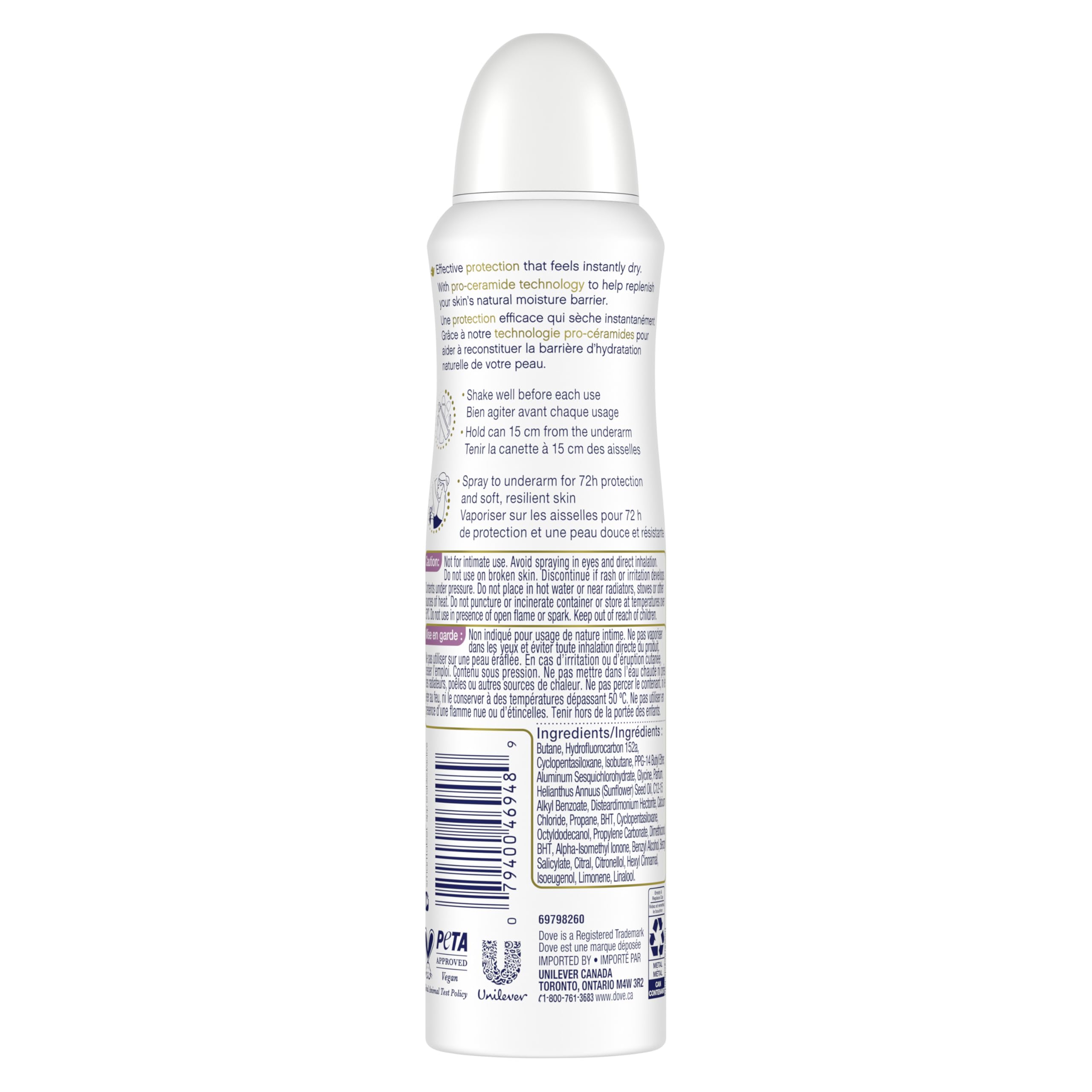 Dove Advanced Care Beauty Finish Dry Spray Antiperspirant Deodorant for Women with ¼ Moisturizers 107 g
