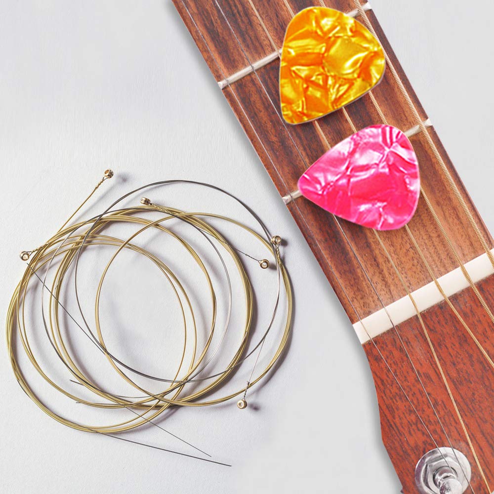 Guitar Strings Acoustic 6 Strings Set of 3,maxin Guitar Strings Pack Replacement Steel String for Acoustic Guitar with Guitar String Winder and Cutter, Bridge Pin Puller 3 in 1,Guitar Picks