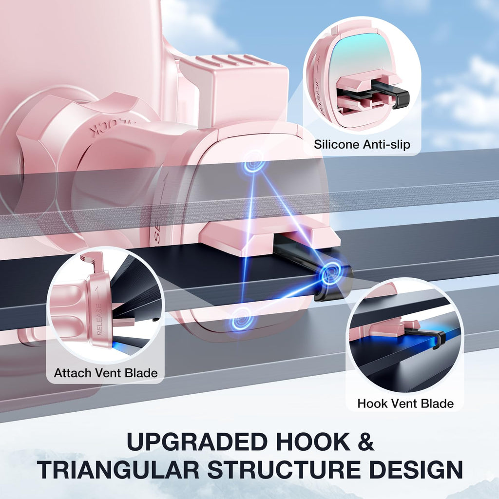 Miracase Phone Holder for Car Vent【2026 Wider Clamp & Metal Hook】 Car Phone Holder Mount for Vent Clip Hand Free Cell Phone Car Mount for iPhone 17 Pro Max 16 15 14 13 12 Samsung S25 Car Accesorries