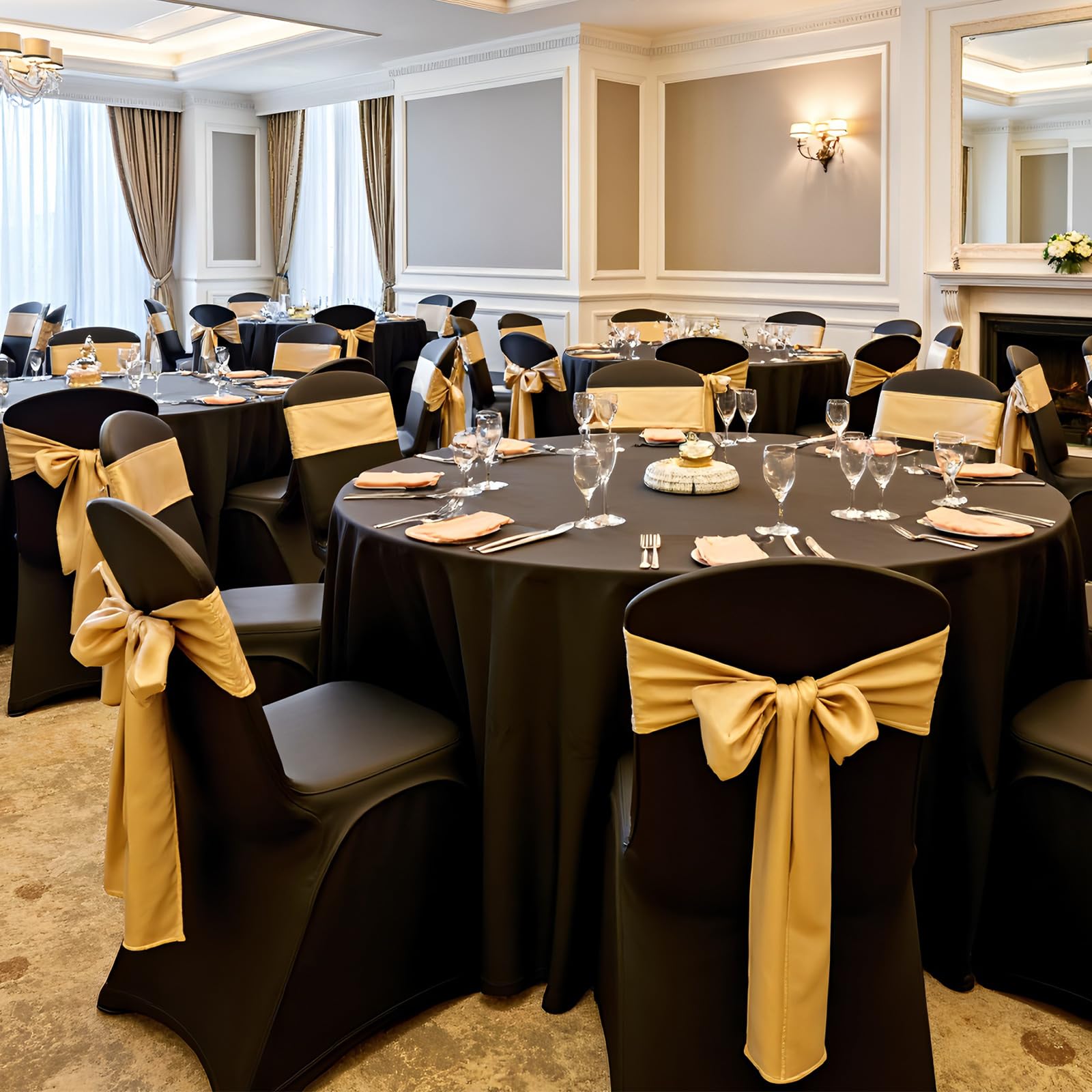 VEVOR 50 Pcs Navy Blue Chair Covers, Polyester Spandex Chair Cover, Stretch Slipcovers for Wedding Party Dining Banquet Flat-Front Chair Covers, Fits Chair Measures up to 20.08 x 17.72 x 37.4 inch