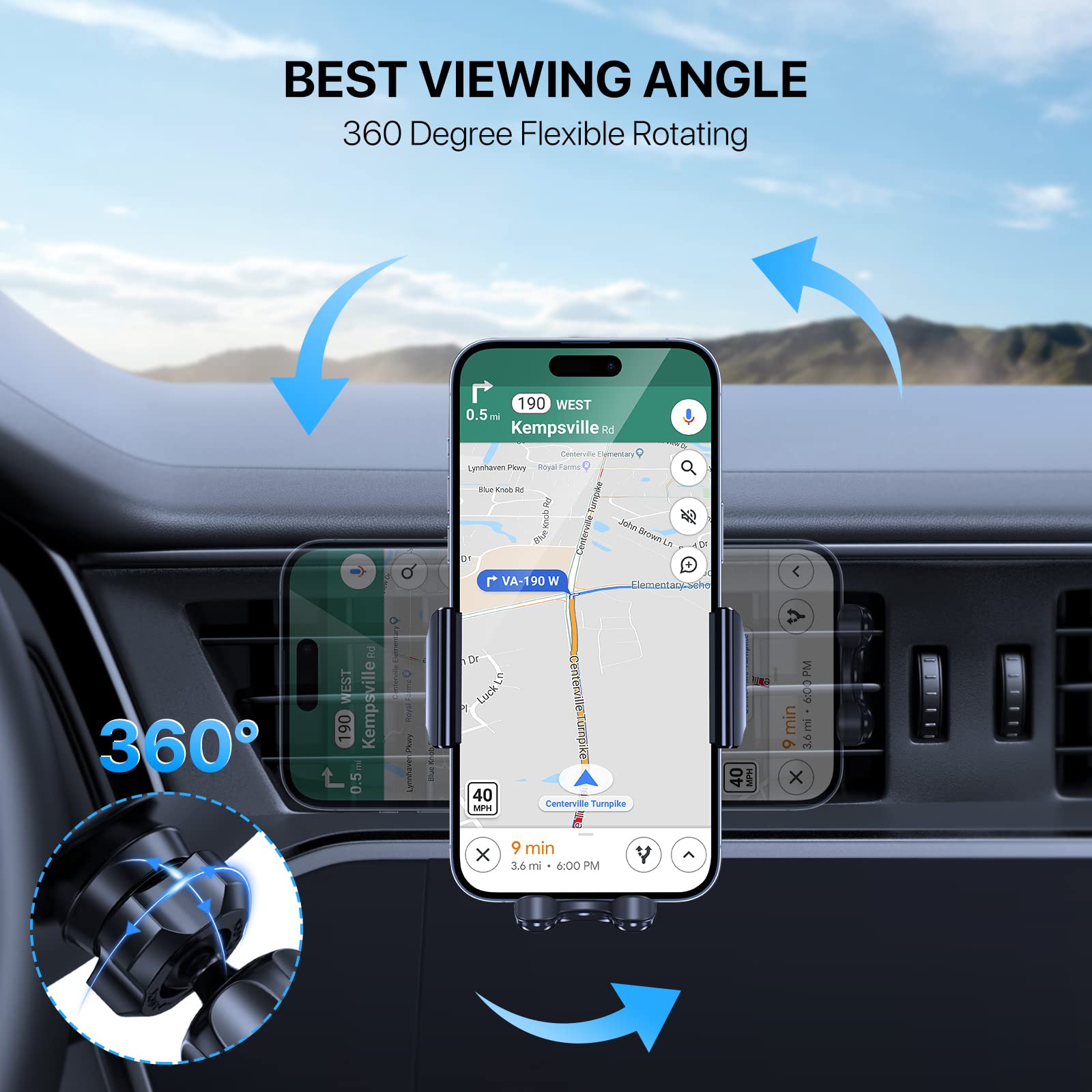 Miracase Phone Holder for Car Vent【2026 Wider Clamp & Metal Hook】 Car Phone Holder Mount for Vent Clip Hand Free Cell Phone Car Mount for iPhone 17 Pro Max 16 15 14 13 12 Samsung S25 Car Accesorries