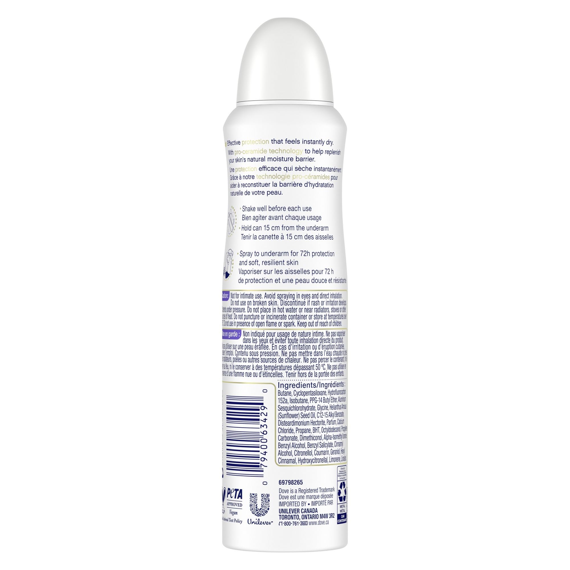 Dove Advanced Care Beauty Finish Dry Spray Antiperspirant Deodorant for Women with ¼ Moisturizers 107 g