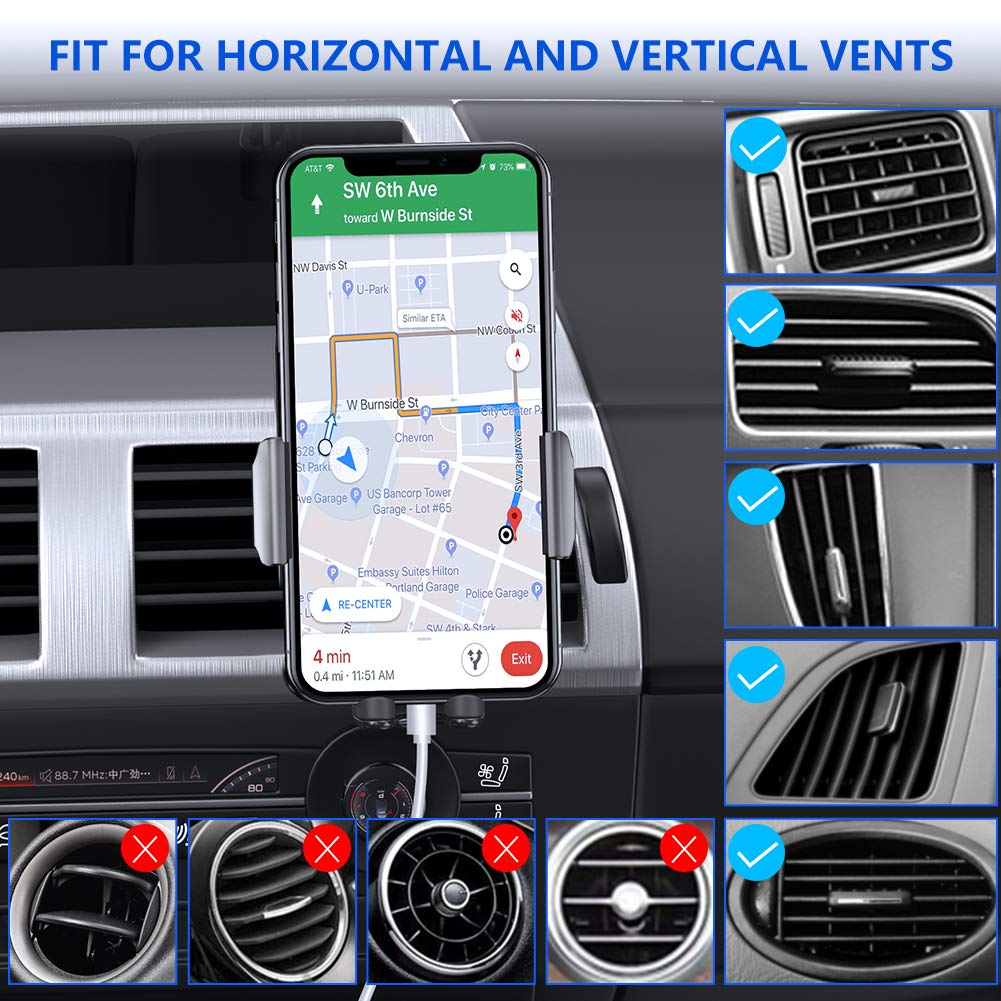 Miracase Phone Holder for Car Vent【2026 Wider Clamp & Metal Hook】 Car Phone Holder Mount for Vent Clip Hand Free Cell Phone Car Mount for iPhone 17 Pro Max 16 15 14 13 12 Samsung S25 Car Accesorries