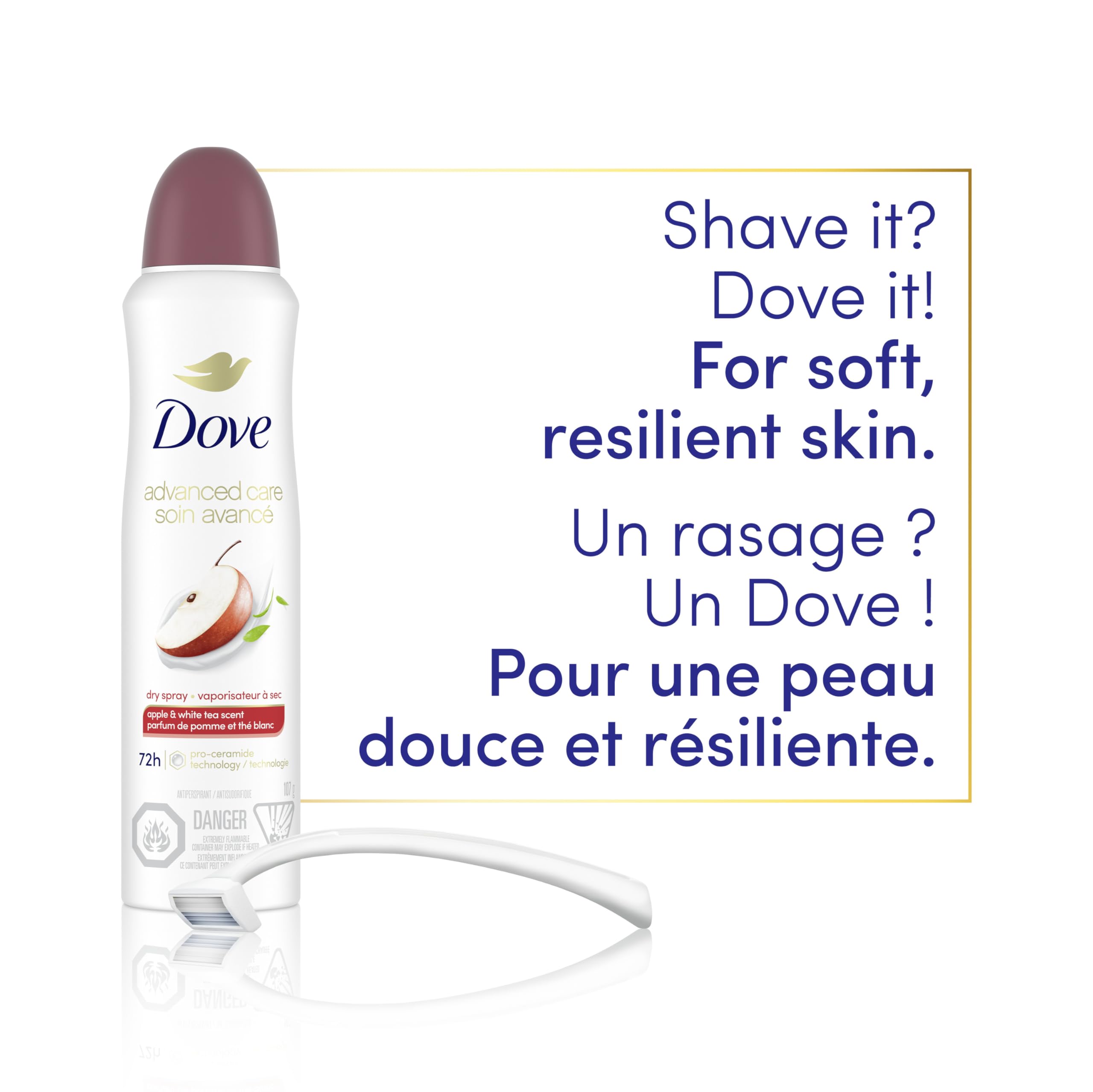 Dove Advanced Care Beauty Finish Dry Spray Antiperspirant Deodorant for Women with ¼ Moisturizers 107 g