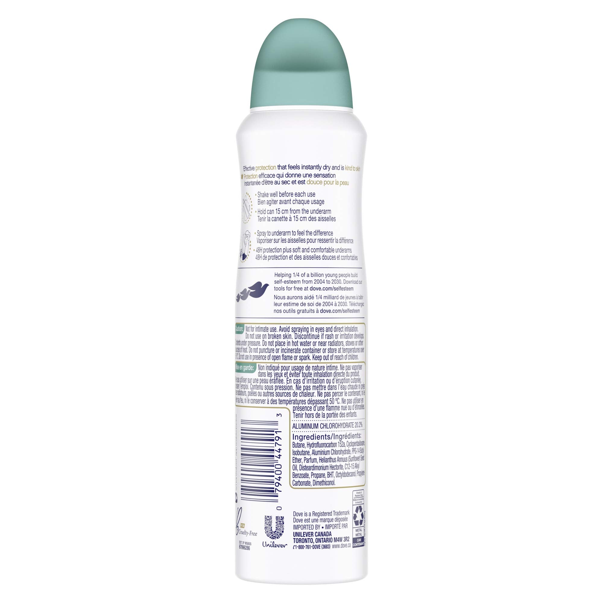 Dove Advanced Care Beauty Finish Dry Spray Antiperspirant Deodorant for Women with ¼ Moisturizers 107 g