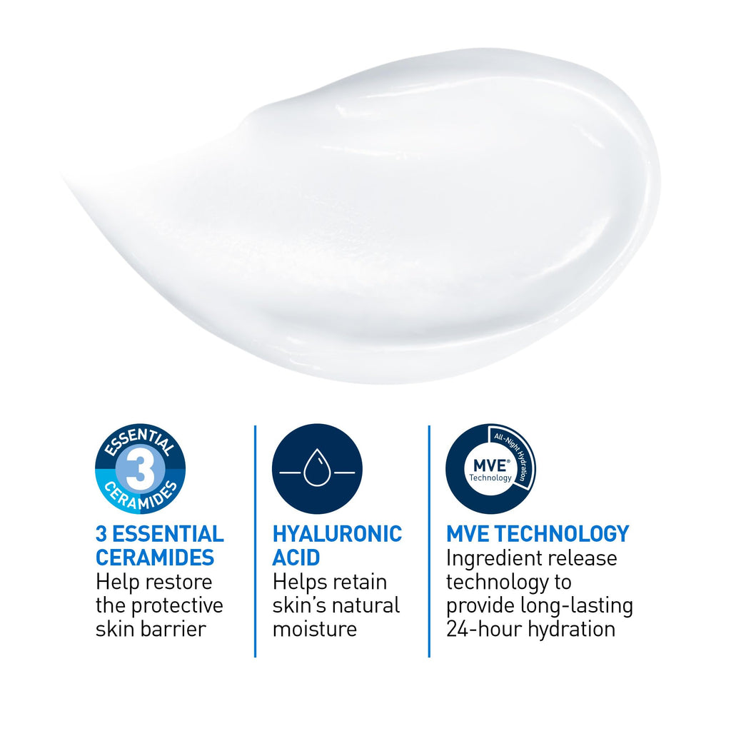 CeraVe Moisturizing Cream Travel Size Daily Face and Body Moisturizer for Normal to Dry Skin with Hyaluronic Acid Fragrance Free, 57 Grams