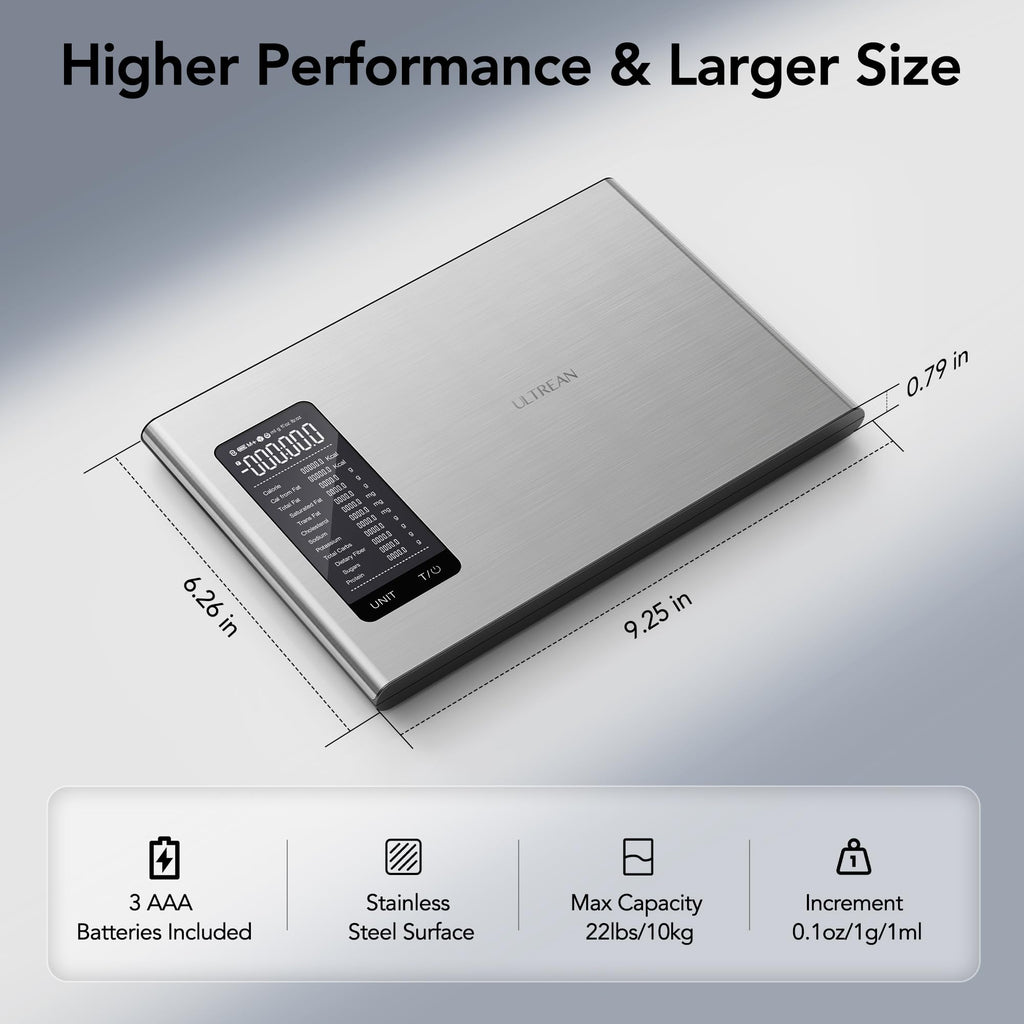 Ultrean Food Scale, Digital Kitchen Scale Weight Grams and Ounces for Baking and Cooking, 6 Units with Tare Function, 11lb (Batteries Included) (Black)