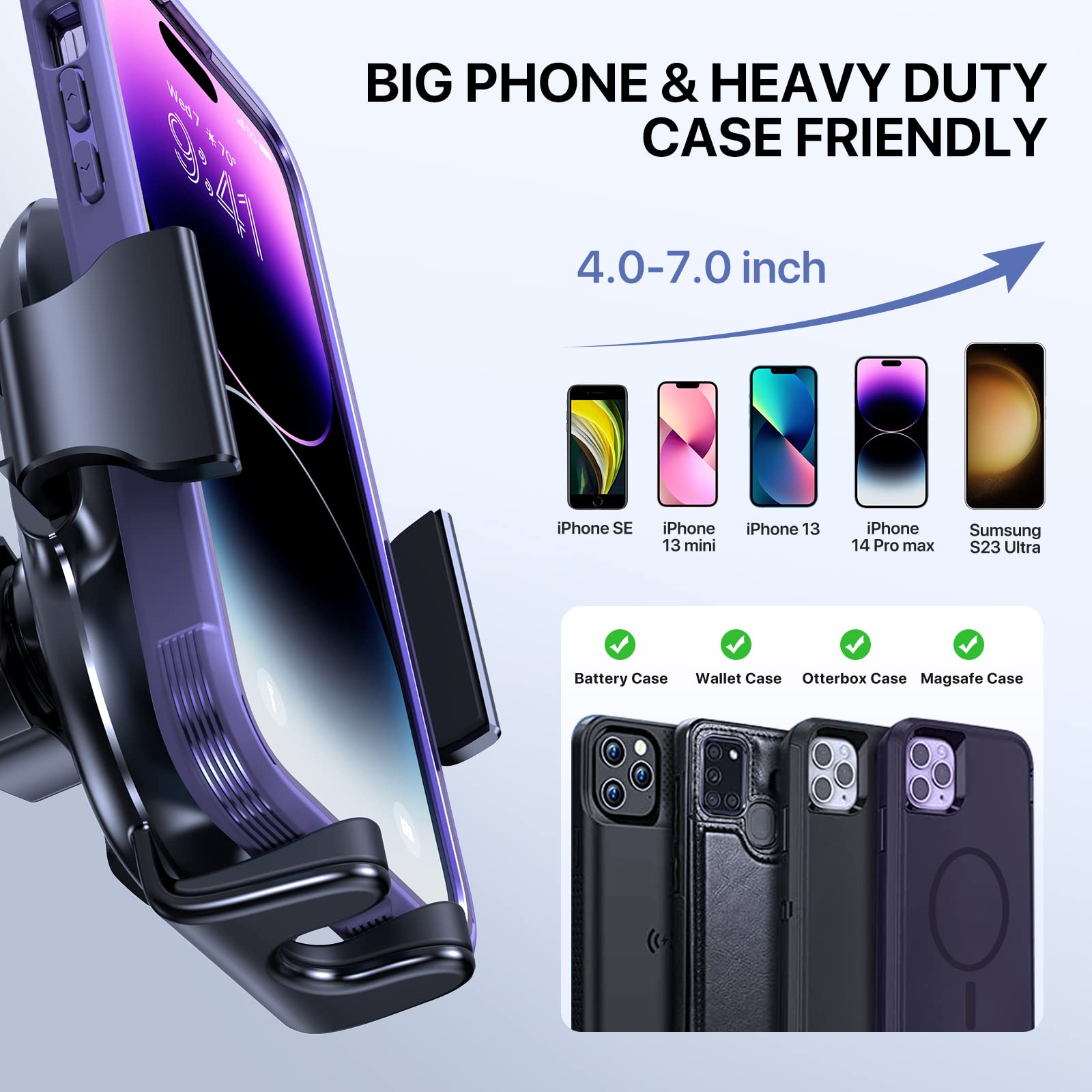 Miracase Phone Holder for Car Vent【2026 Wider Clamp & Metal Hook】 Car Phone Holder Mount for Vent Clip Hand Free Cell Phone Car Mount for iPhone 17 Pro Max 16 15 14 13 12 Samsung S25 Car Accesorries