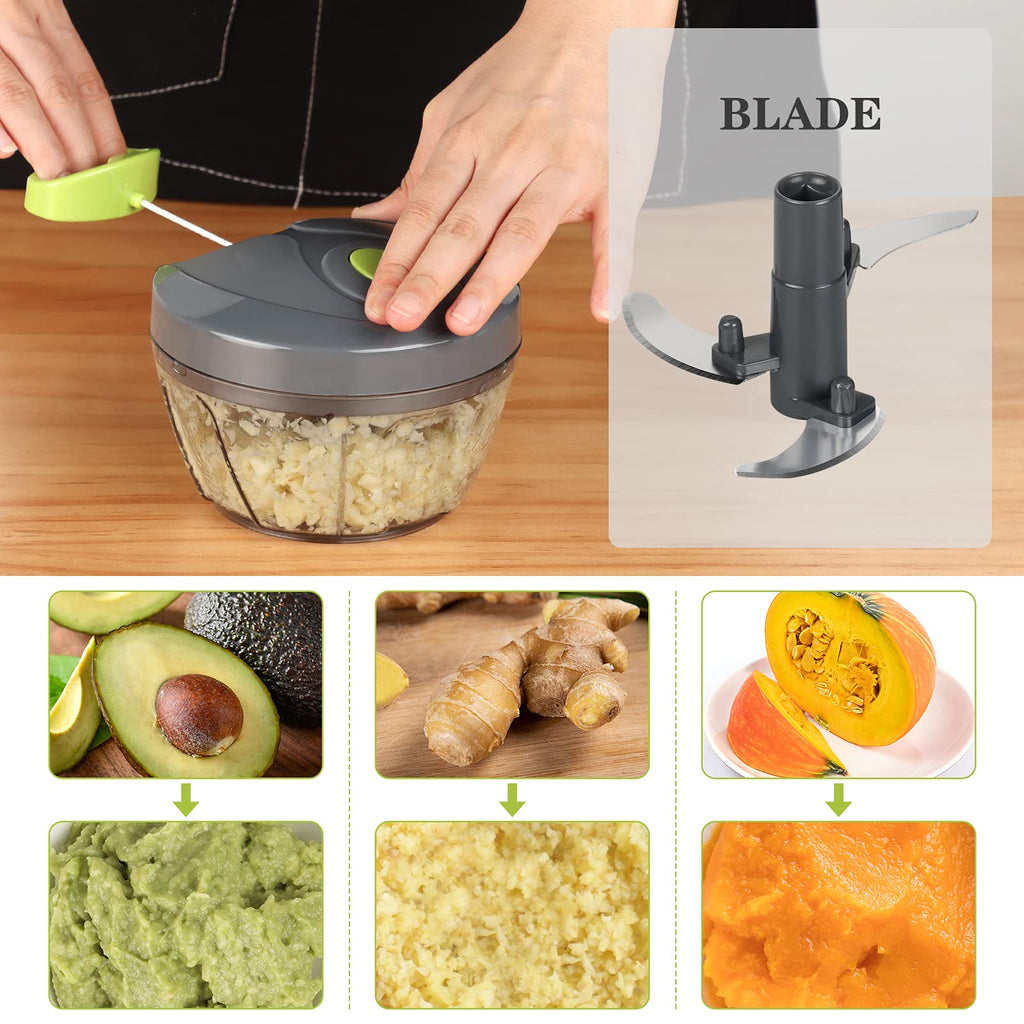 Cambom Manual Food Chopper Vegetable Cutter, Hand String Vegetable Chopper Onions Cutter for Vegetable Fruits Nuts BPA Free Food Safe Material,