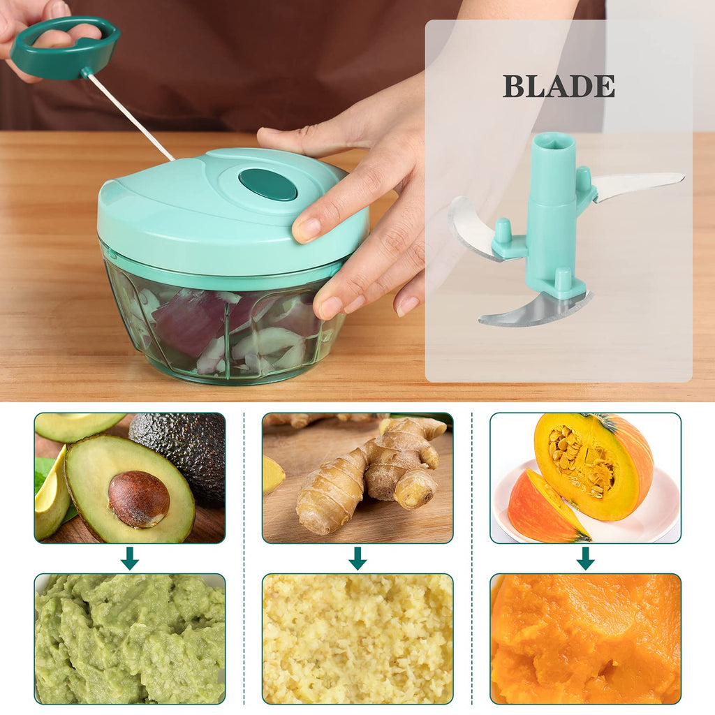 Cambom Manual Food Chopper Vegetable Cutter, Hand String Vegetable Chopper Onions Cutter for Vegetable Fruits Nuts BPA Free Food Safe Material,