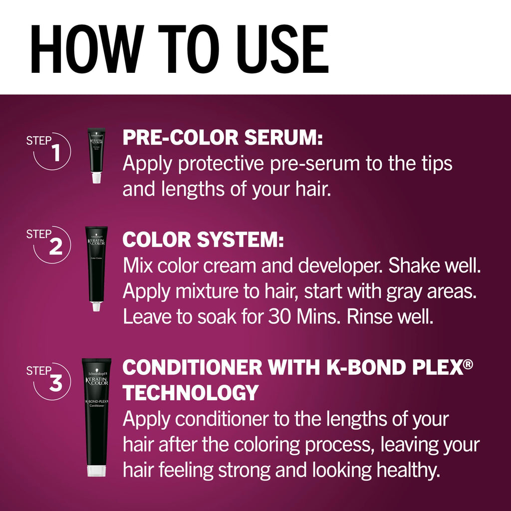 Schwarzkopf Keratin Color Permanent Hair Color, 2.6 Rich Soft Black, 1 Application - Salon Inspired Permanent Hair Dye, for up to 80% Less Breakage vs Untreated Hair and up to 100% Gray Coverage