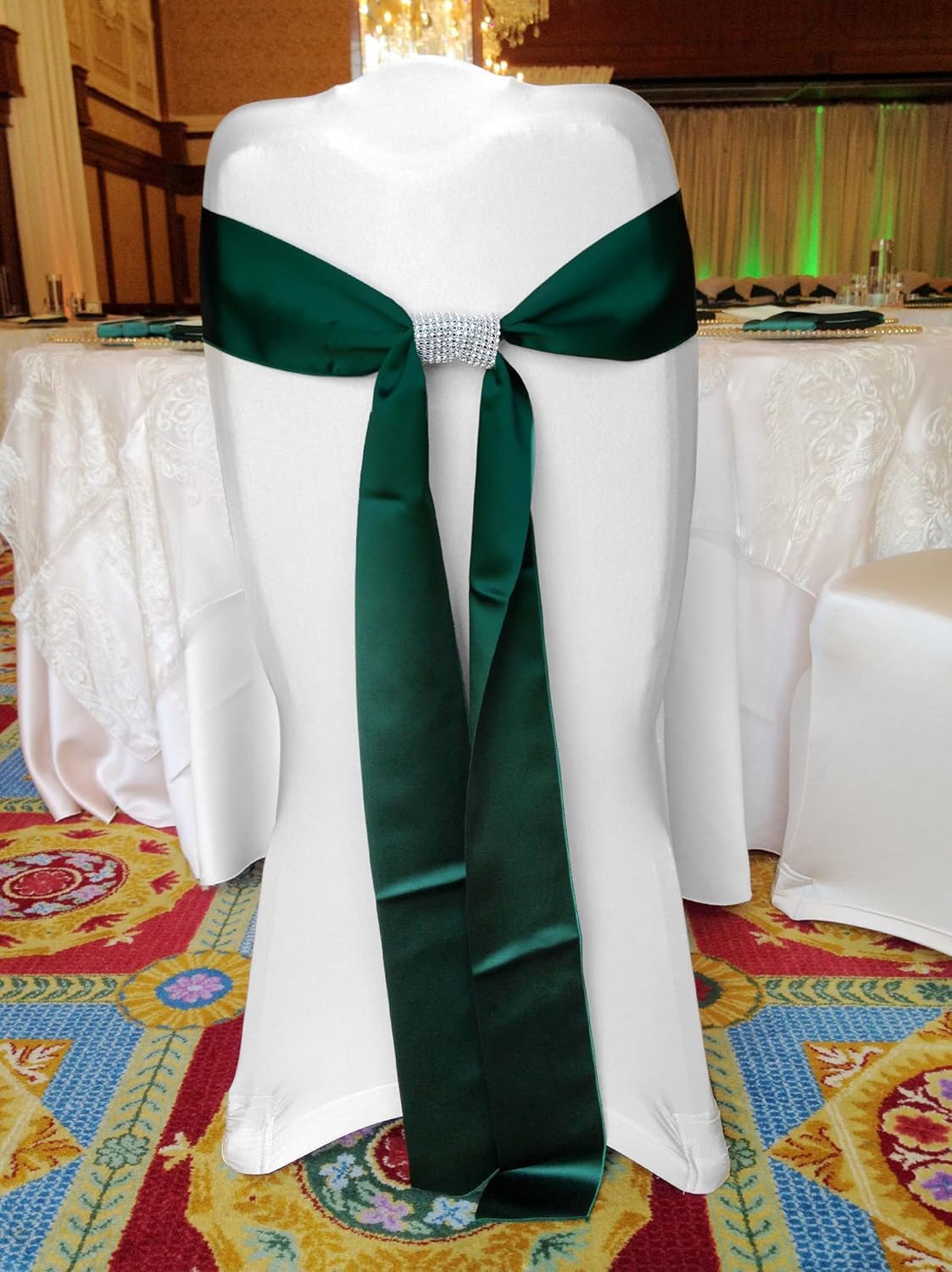 100 PCS Satin Chair Sashes Red Bows Sashes for Chair Covers, Washable Reusable Chair Cover Back Tie Supplies for Wedding Reception Events Banquets Home Kitchen Decoration (7 x 108 inch)
