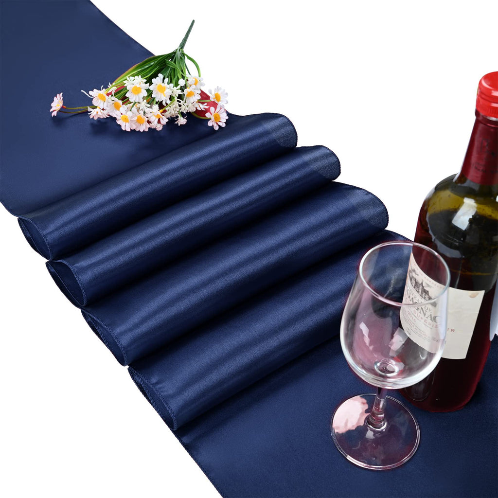 Pesonlook 15 Pack Royal Blue Table Runners 12 x 108 Inch Long for Rectangle Round Tables, Satin Table Runner for Wedding, Birthday Party Banquets Graduation Engagements Decoration