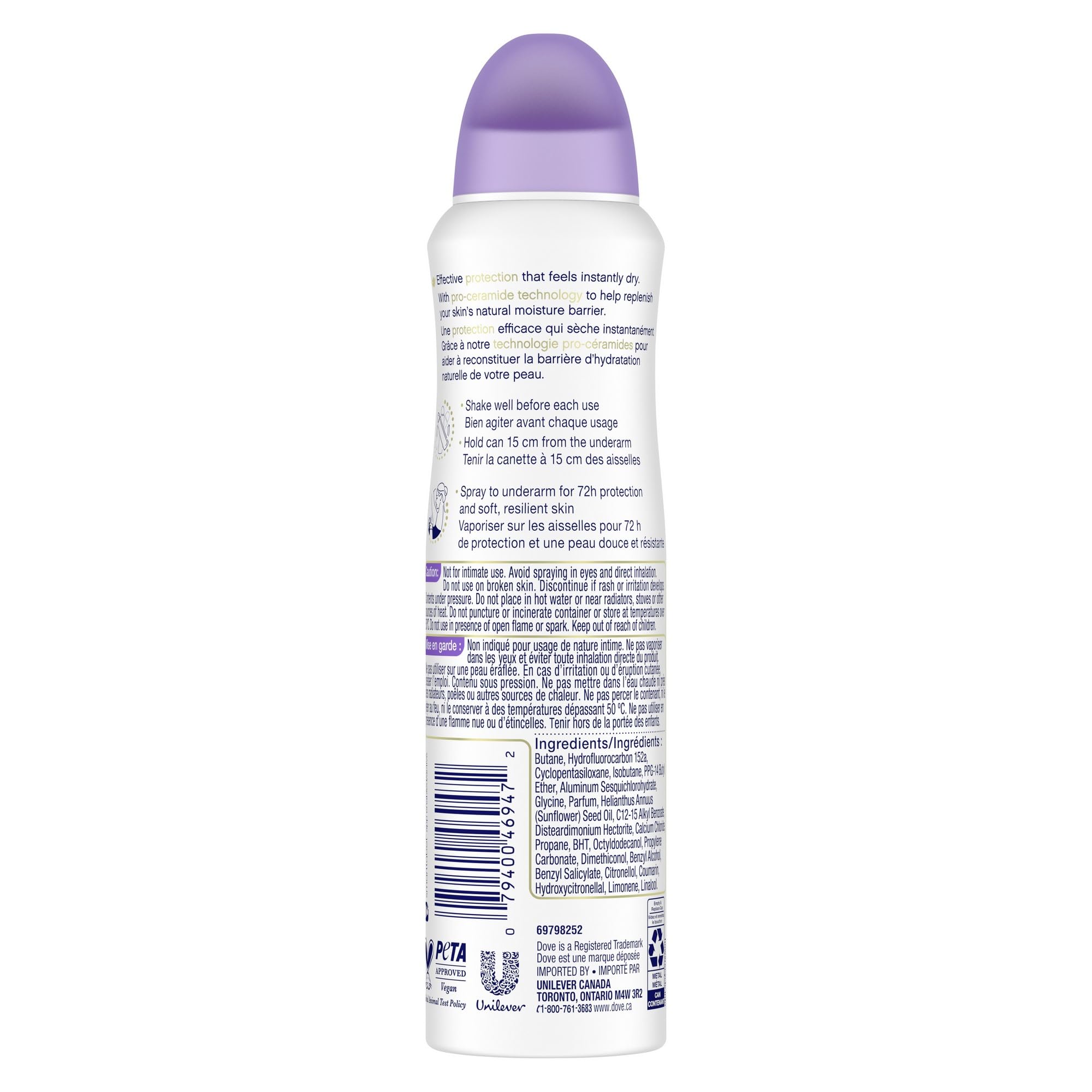 Dove Advanced Care Beauty Finish Dry Spray Antiperspirant Deodorant for Women with ¼ Moisturizers 107 g