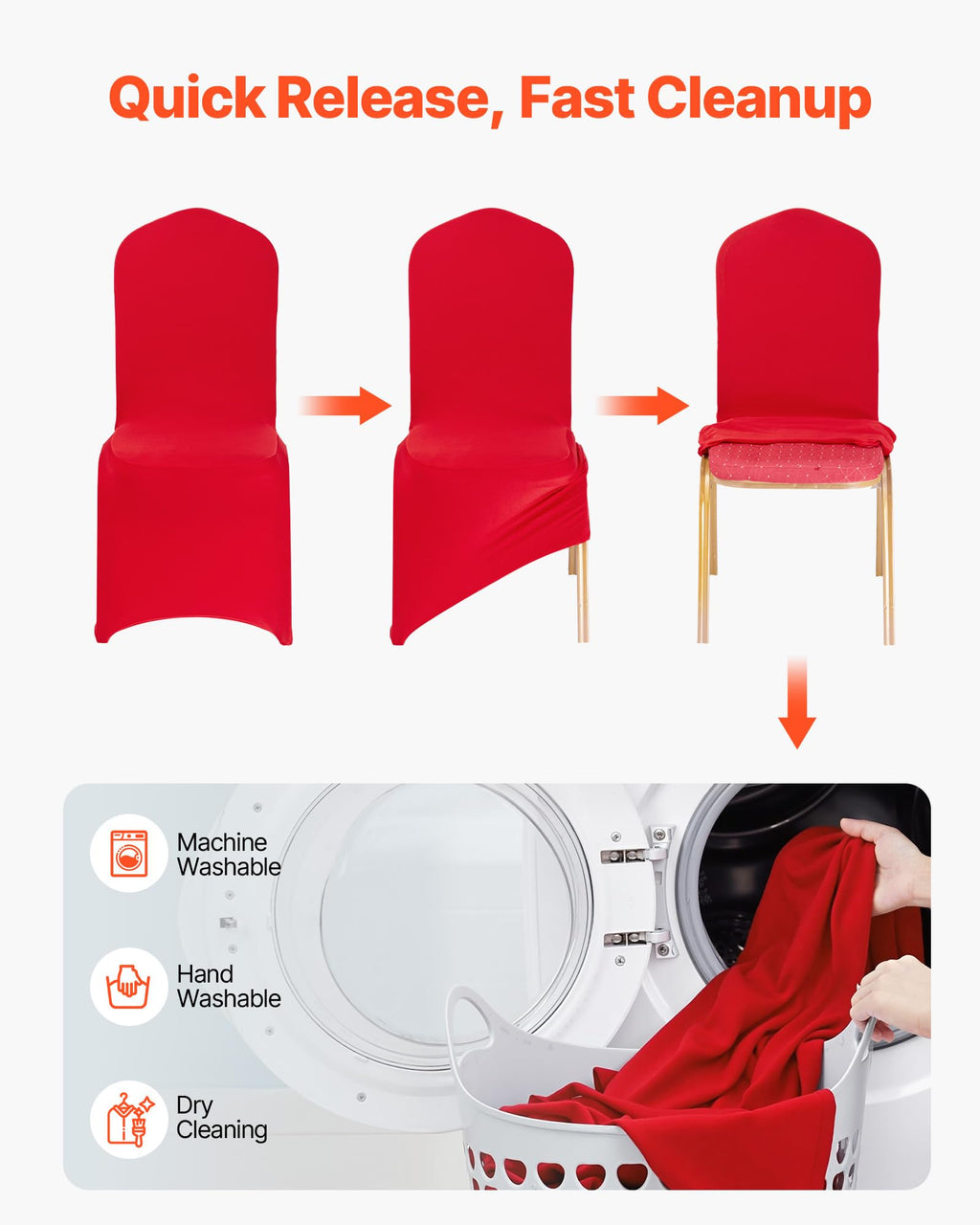 VEVOR 50 Pcs Navy Blue Chair Covers, Polyester Spandex Chair Cover, Stretch Slipcovers for Wedding Party Dining Banquet Flat-Front Chair Covers, Fits Chair Measures up to 20.08 x 17.72 x 37.4 inch