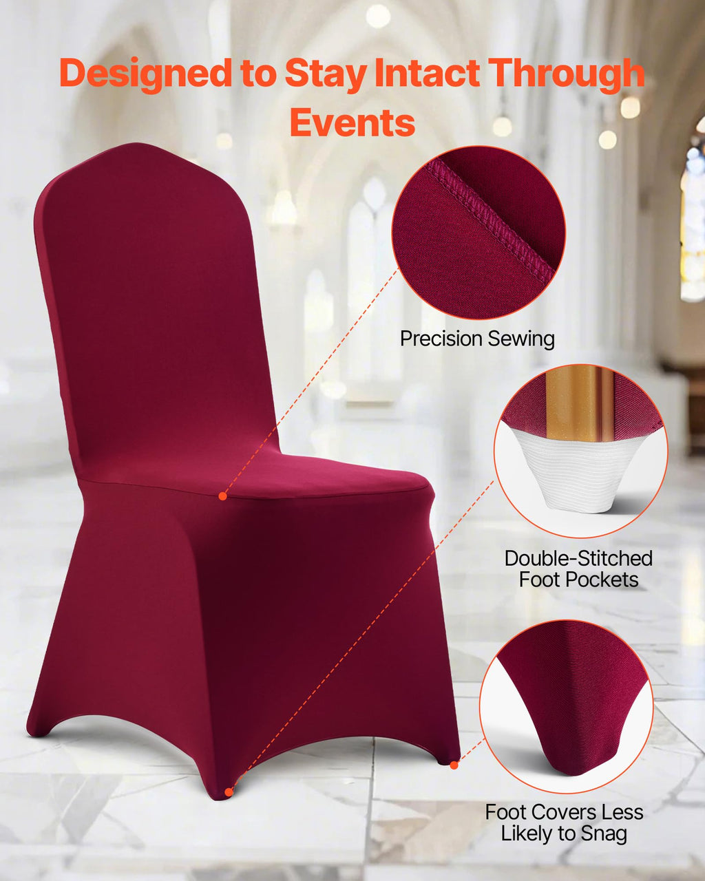 VEVOR 50 Pcs Navy Blue Chair Covers, Polyester Spandex Chair Cover, Stretch Slipcovers for Wedding Party Dining Banquet Flat-Front Chair Covers, Fits Chair Measures up to 20.08 x 17.72 x 37.4 inch