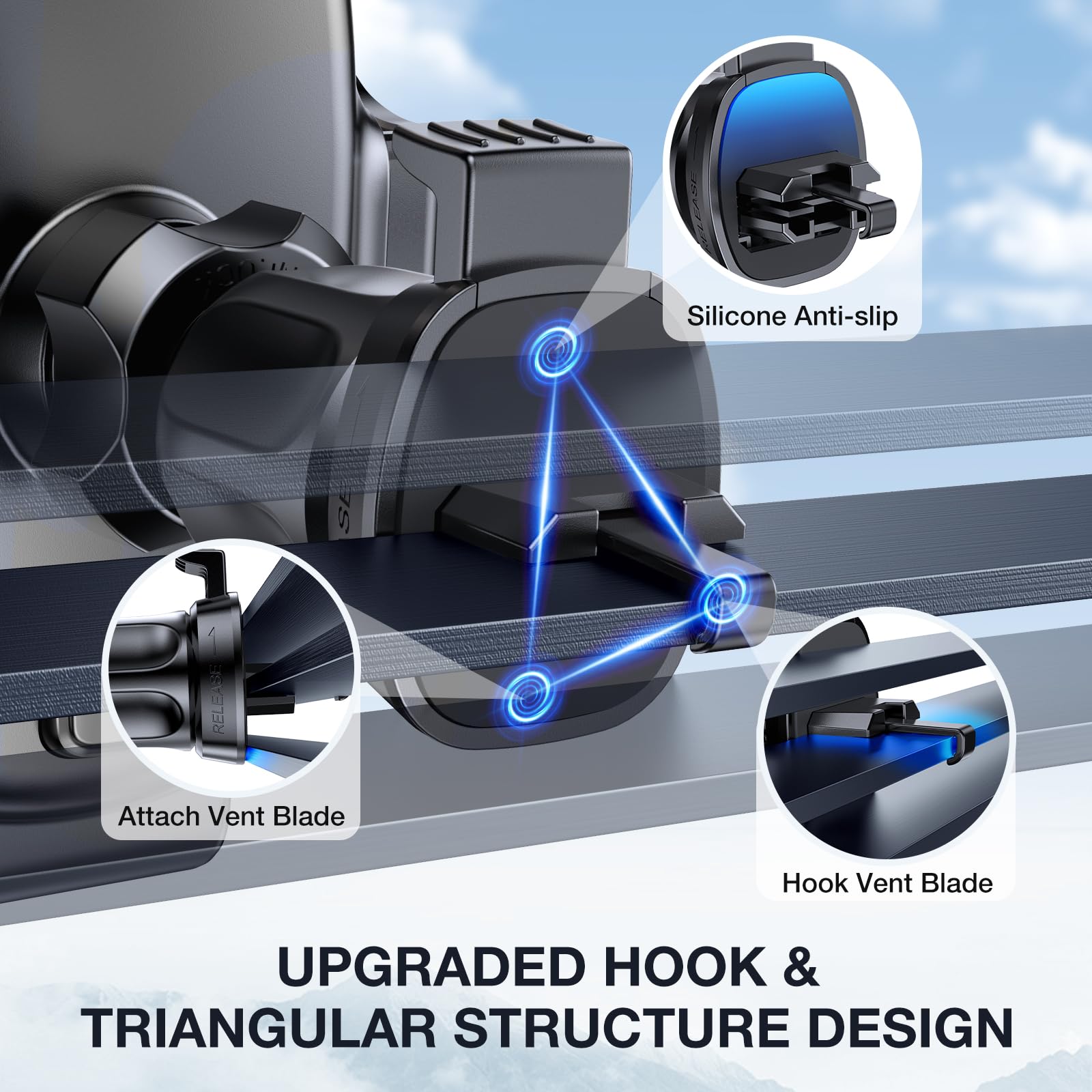 Miracase Phone Holder for Car Vent【2026 Wider Clamp & Metal Hook】 Car Phone Holder Mount for Vent Clip Hand Free Cell Phone Car Mount for iPhone 17 Pro Max 16 15 14 13 12 Samsung S25 Car Accesorries