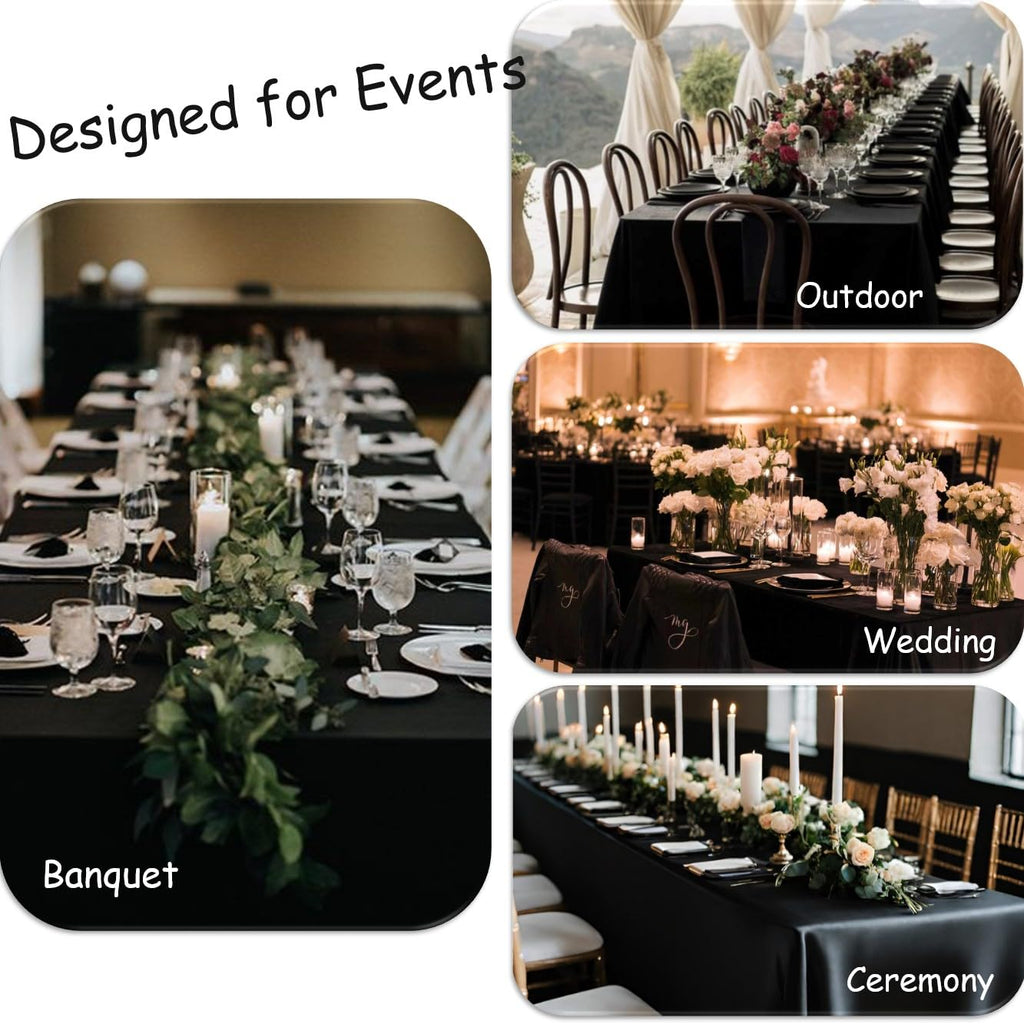 Urby Tablecloth for 6-8ft Rectangle Tables 8-12 Person, Nappe de Table rectangulaire, Machine Washable Polyester Table Cloths. XXL. White. 90'' x 132''